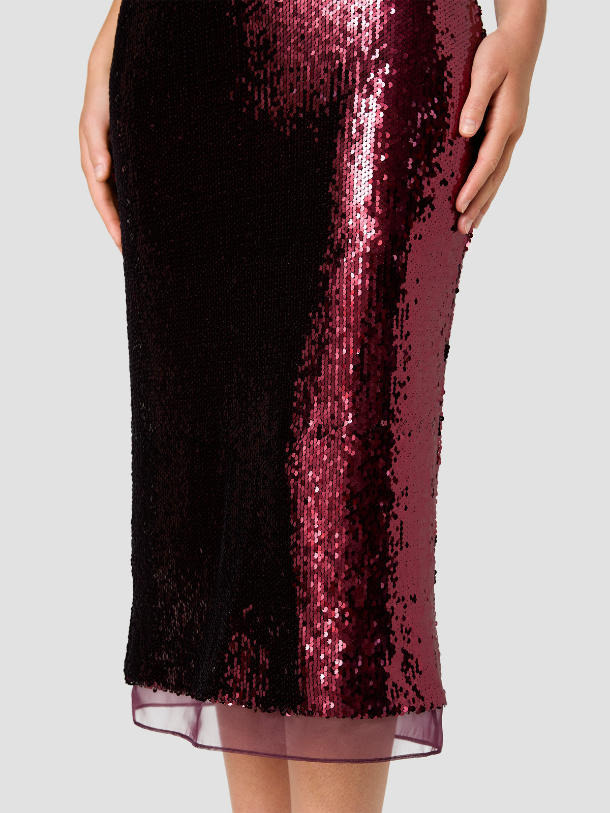 COSETTE STRETCH SEQUIN ORGANZA PEEKABOO MIDI SKIRT VIEW 3 COSETTE STRETCH SEQUIN ORGANZA PEEKABOO MIDI SKIRT VIEW 3