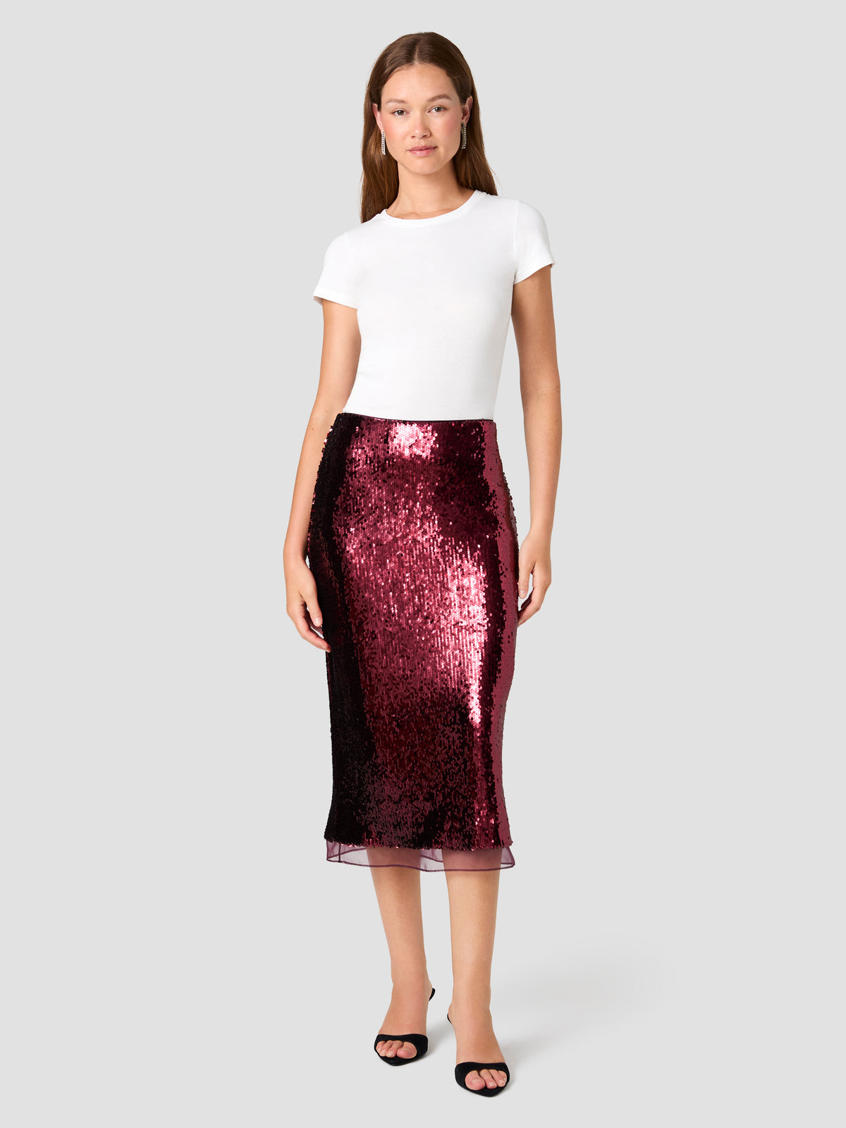 COSETTE STRETCH SEQUIN ORGANZA PEEKABOO MIDI SKIRT VIEW 6 COSETTE STRETCH SEQUIN ORGANZA PEEKABOO MIDI SKIRT VIEW 6