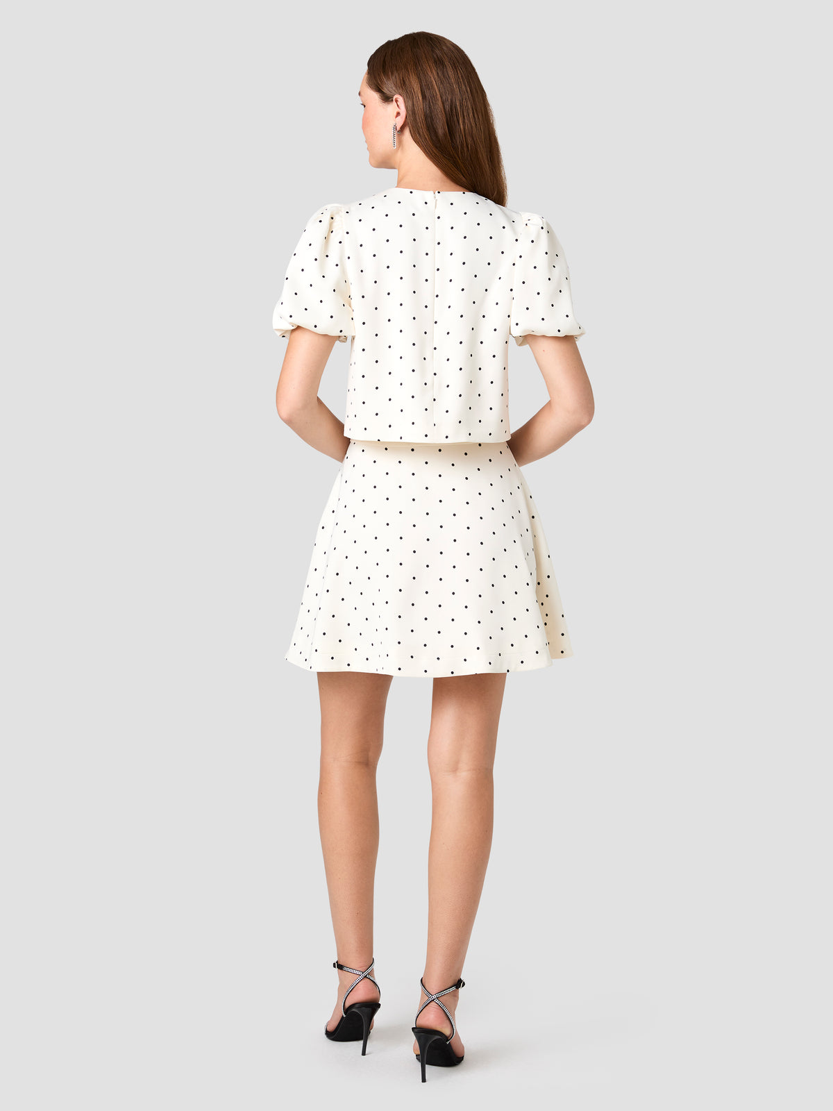MAELYS STRETCH SATIN POLKA DOT MINI SKIRT VIEW 4 MAELYS STRETCH SATIN POLKA DOT MINI SKIRT VIEW 4
