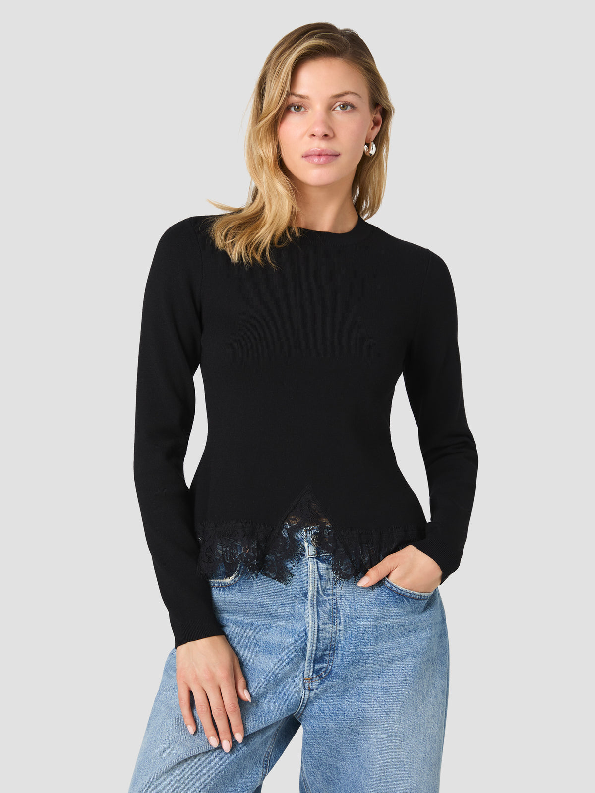 MAXIME KNIT LACE HEM LONG SLEEVE TOP VIEW 2 | The Layering Shop MAXIME KNIT LACE HEM LONG SLEEVE TOP VIEW 2 | The Layering Shop