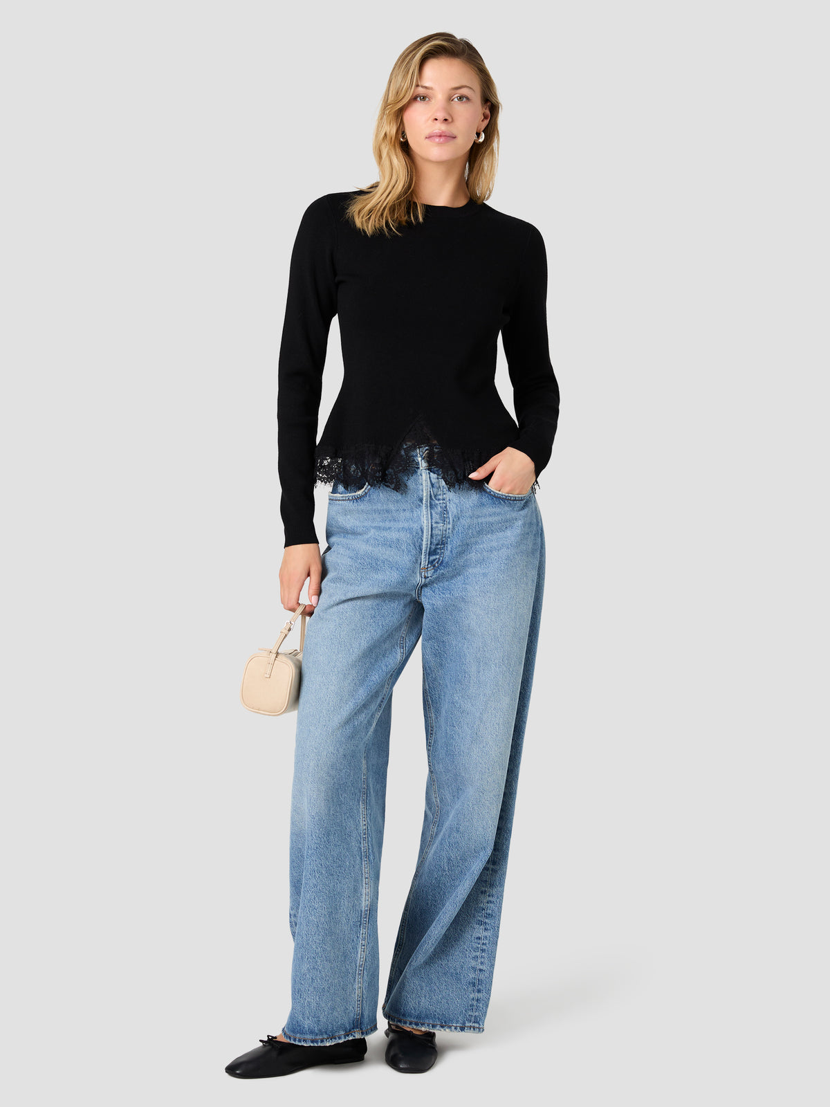 MAXIME KNIT LACE HEM LONG SLEEVE TOP VIEW 1 | The Layering Shop MAXIME KNIT LACE HEM LONG SLEEVE TOP VIEW 1 | The Layering Shop