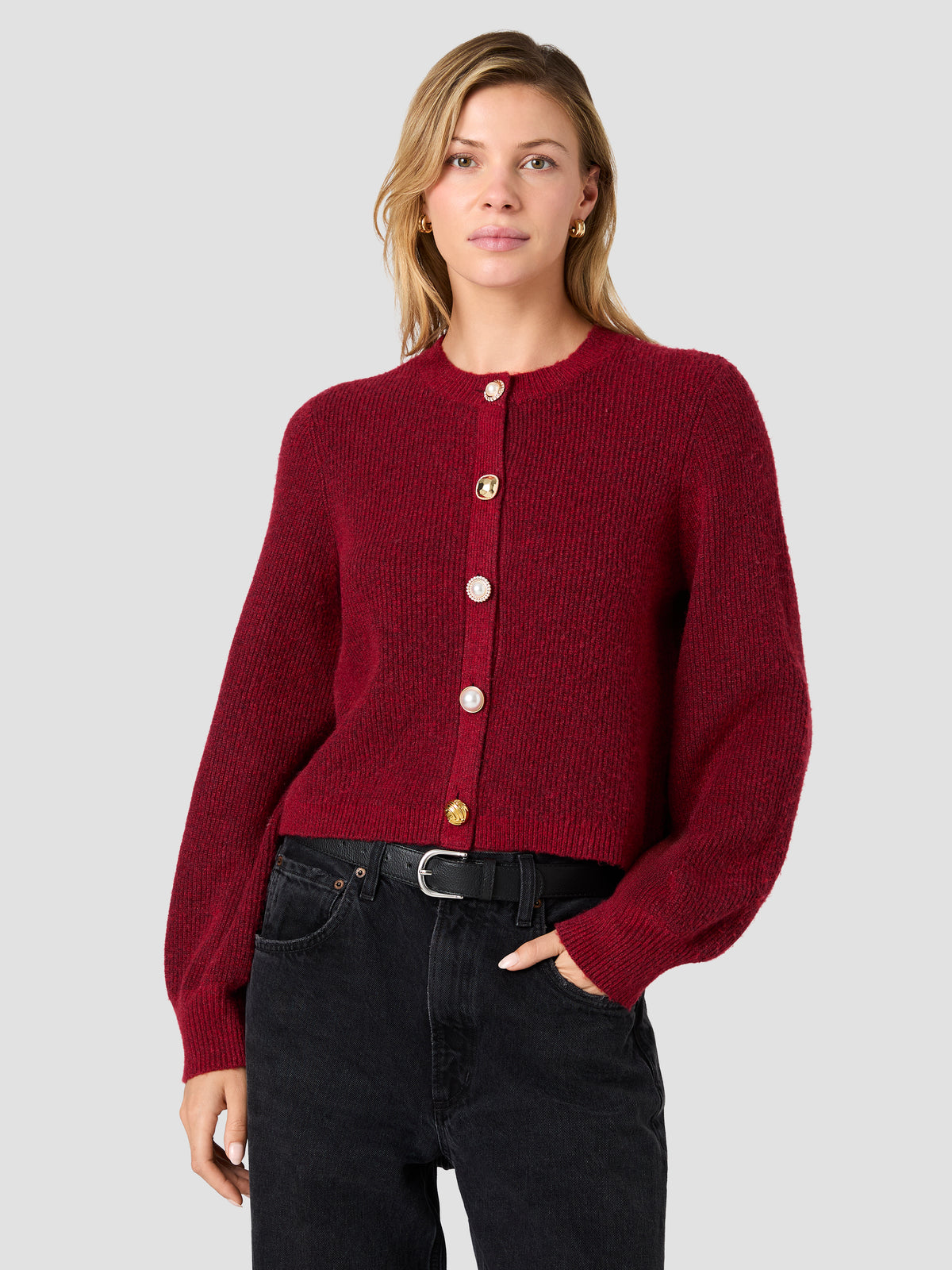 KODA KNIT MULTI BUTTON CREW NECK CARDIGAN VIEW 2 | The Layering Shop KODA KNIT MULTI BUTTON CREW NECK CARDIGAN VIEW 2 | The Layering Shop