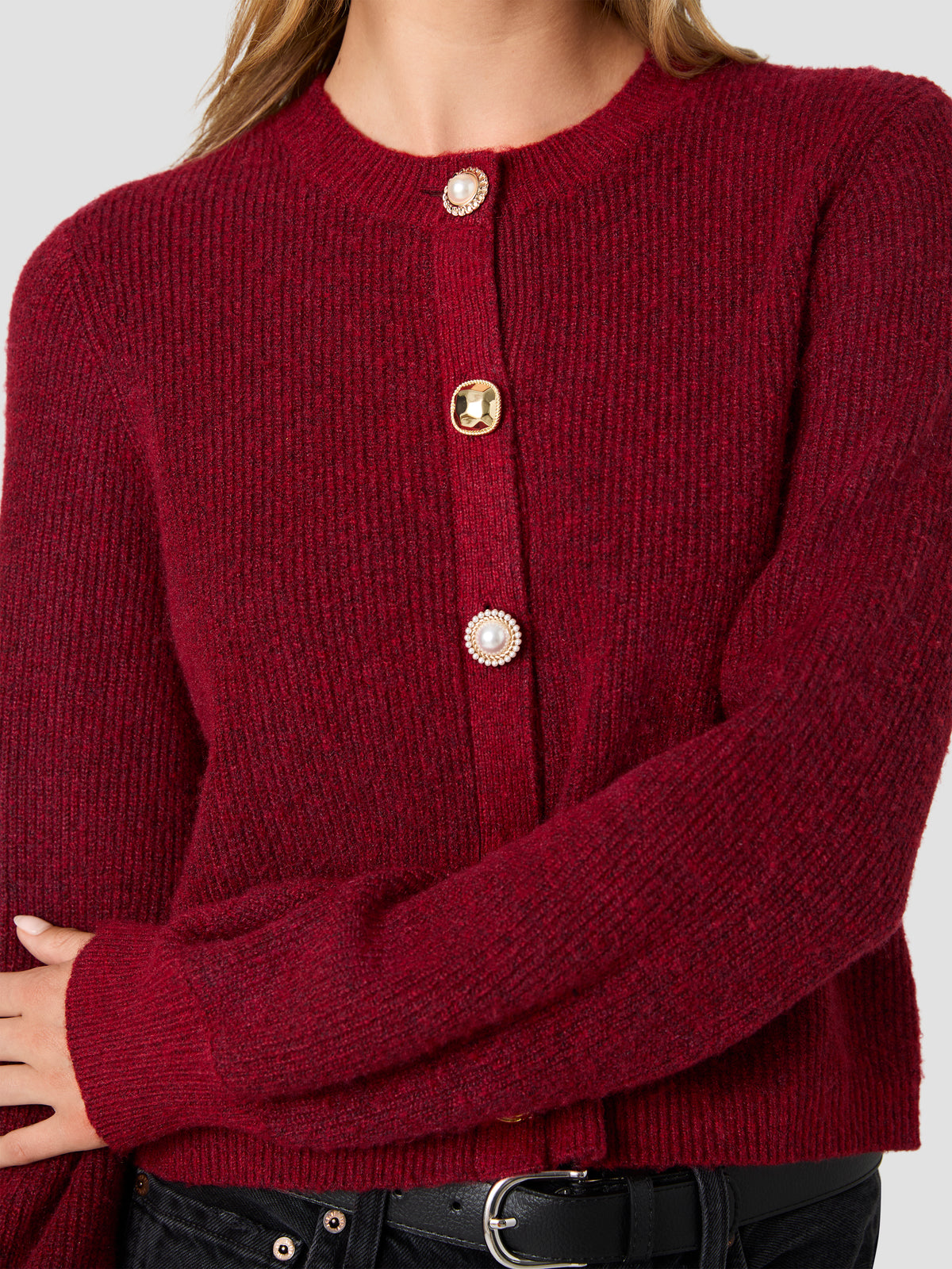 KODA KNIT MULTI BUTTON CREW NECK CARDIGAN VIEW 3 | The Layering Shop KODA KNIT MULTI BUTTON CREW NECK CARDIGAN VIEW 3 | The Layering Shop