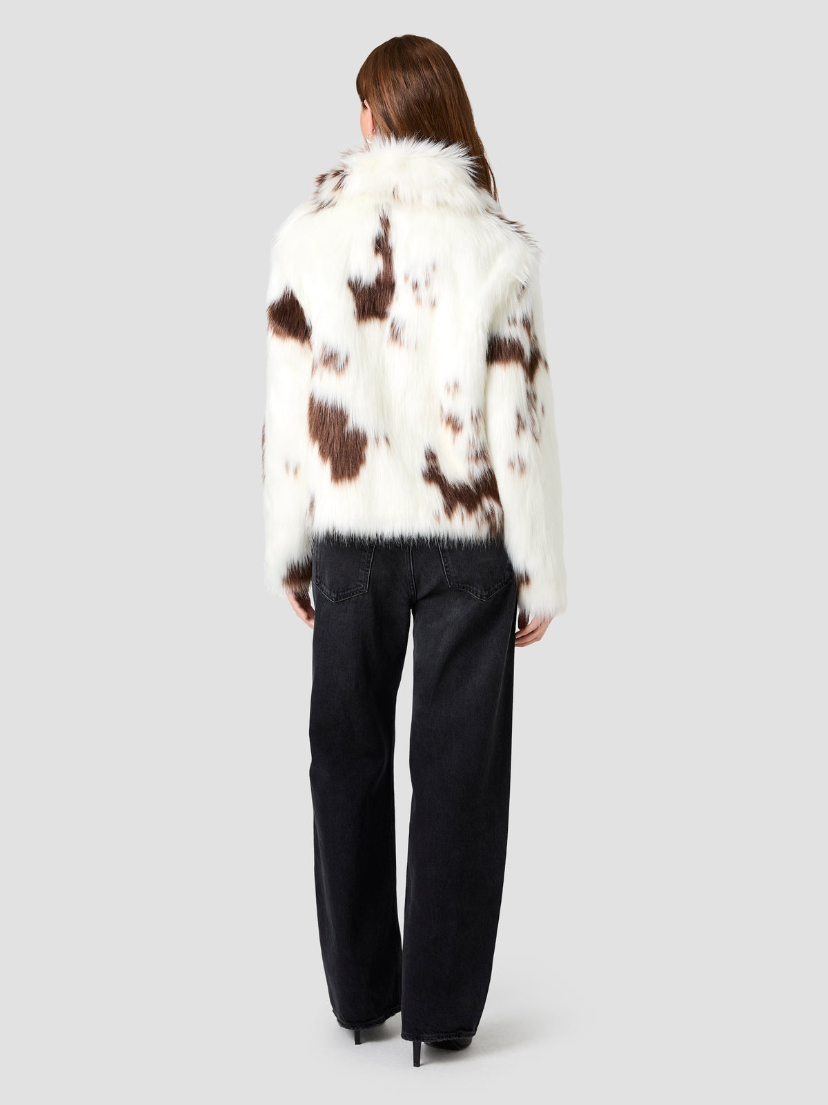 ANIMAL SPOTTED FUR WIDE COLLAR JACKET VIEW 4 ANIMAL SPOTTED FUR WIDE COLLAR JACKET VIEW 4