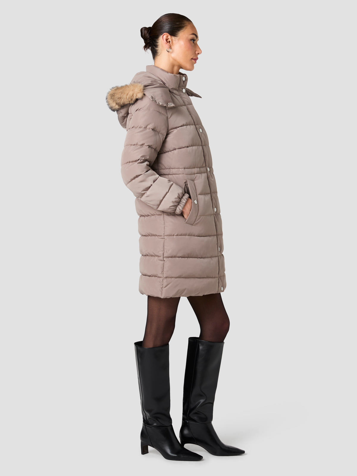 KYLE FUR HOODED PUFFER JACKET VIEW 3 KYLE FUR HOODED PUFFER JACKET VIEW 3