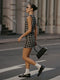 Windowpane Tweed Mini Skirt