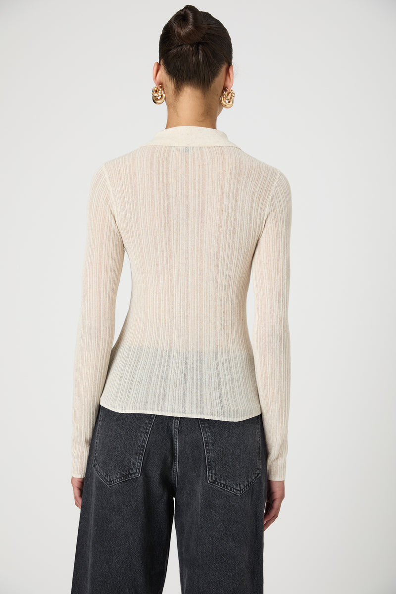 【新品未使用】louren front button ensemble knit louren front button ensemble knit(Linen Blend Knit Button