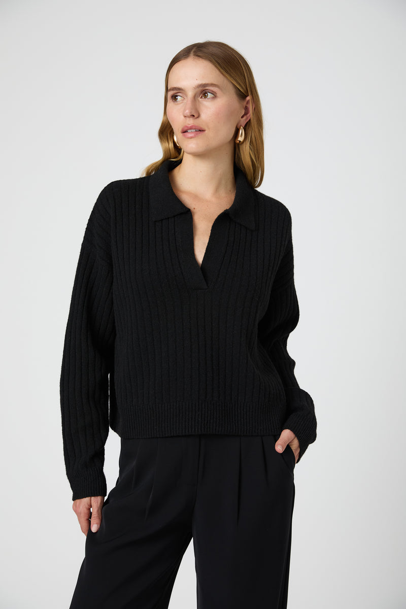 Vhari Collar Long Sleeve Sweater Black French Connection US