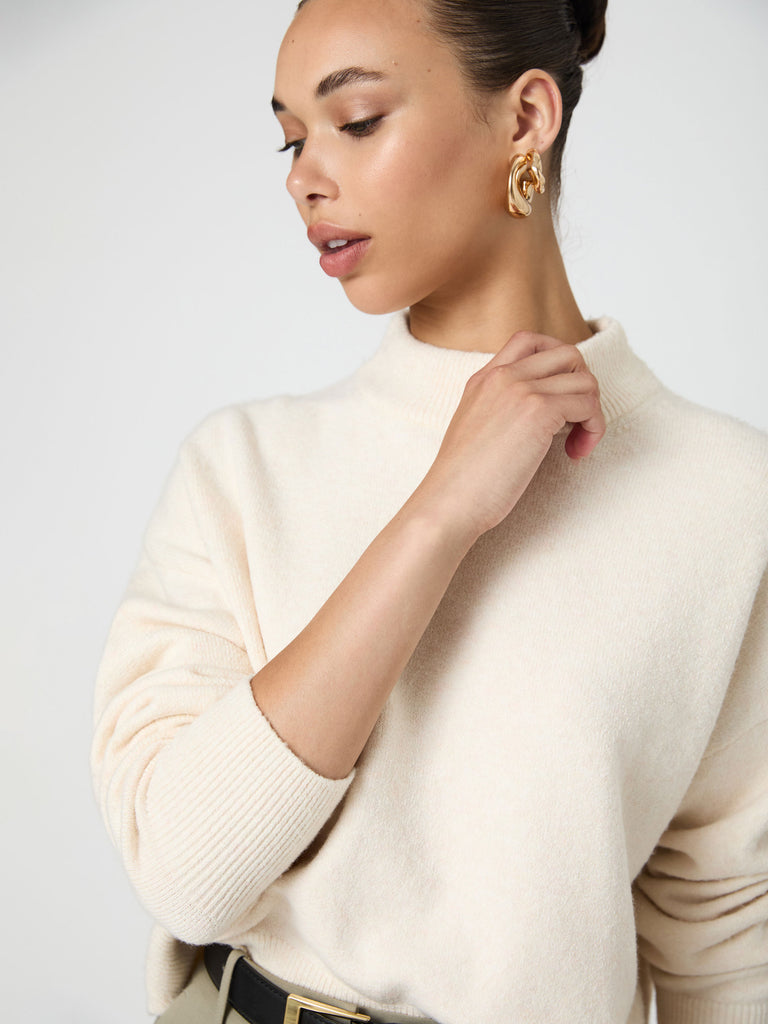 Vhari Mock Neck Sweater Oatmeal Mlange