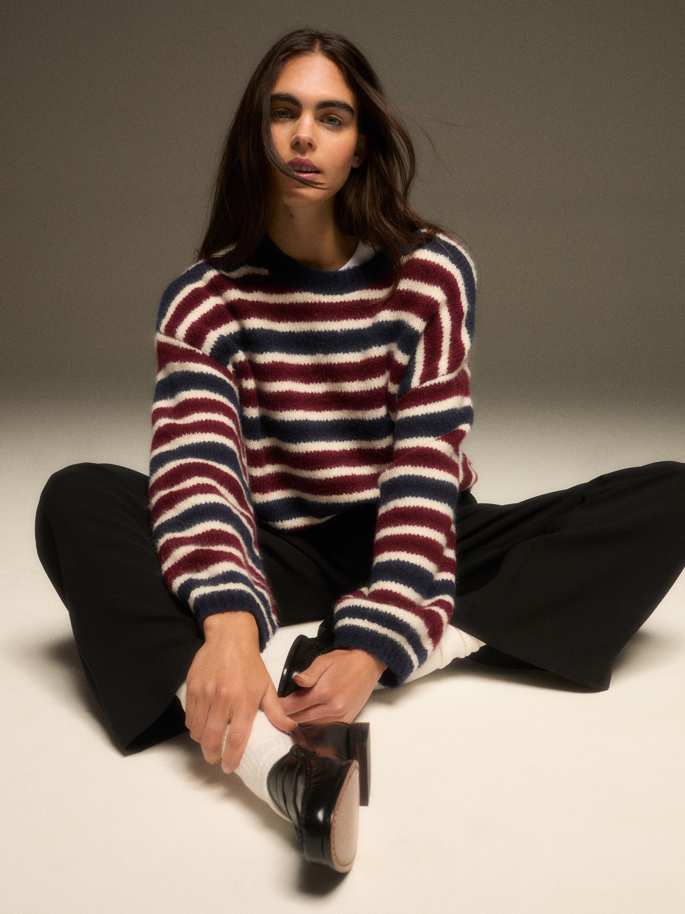 Chunky Alpaca Striped Sweater
