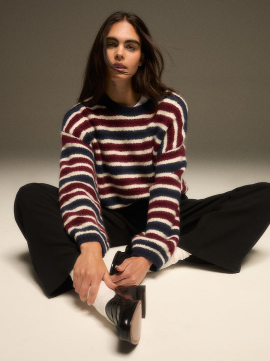 Chunky Alpaca Striped Sweater