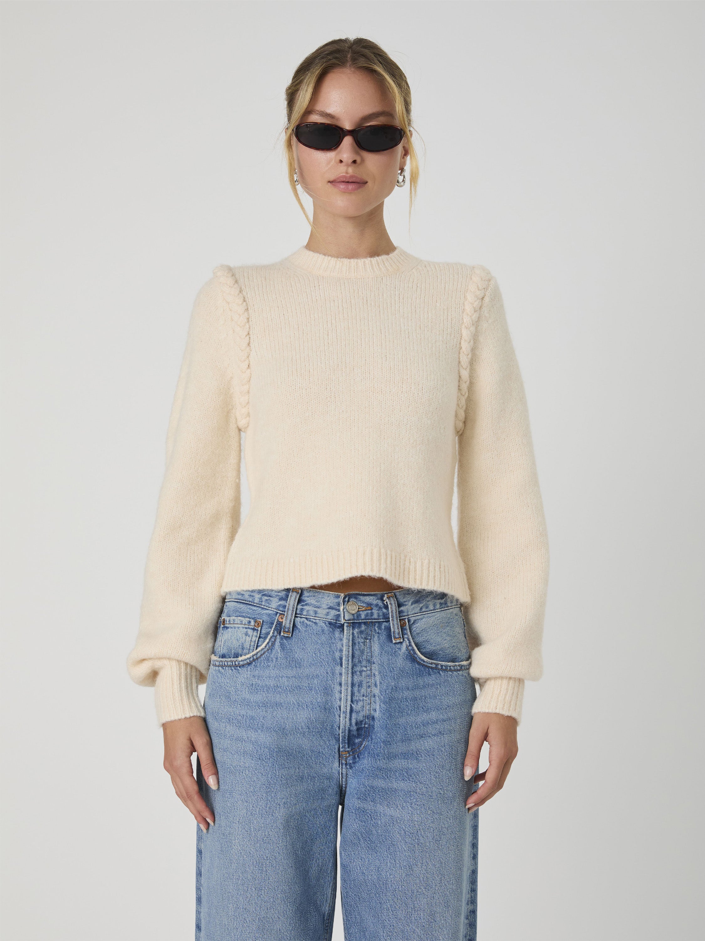 Fluffy Knit Braided Detail Sweater