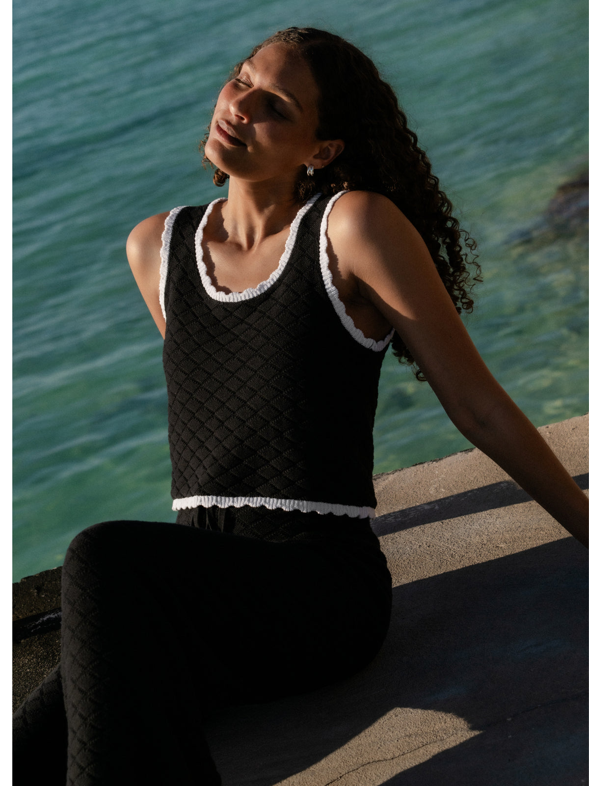 Teddy Diamond Knit Contrast Cami | French Connection US