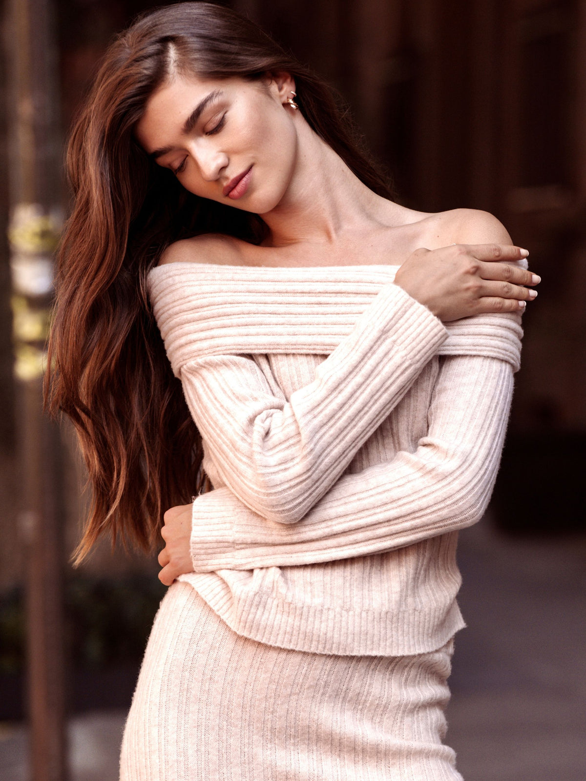 LUCIEN KNIT OFF SHOULDER PULLOVER SWEATER VIEW 4