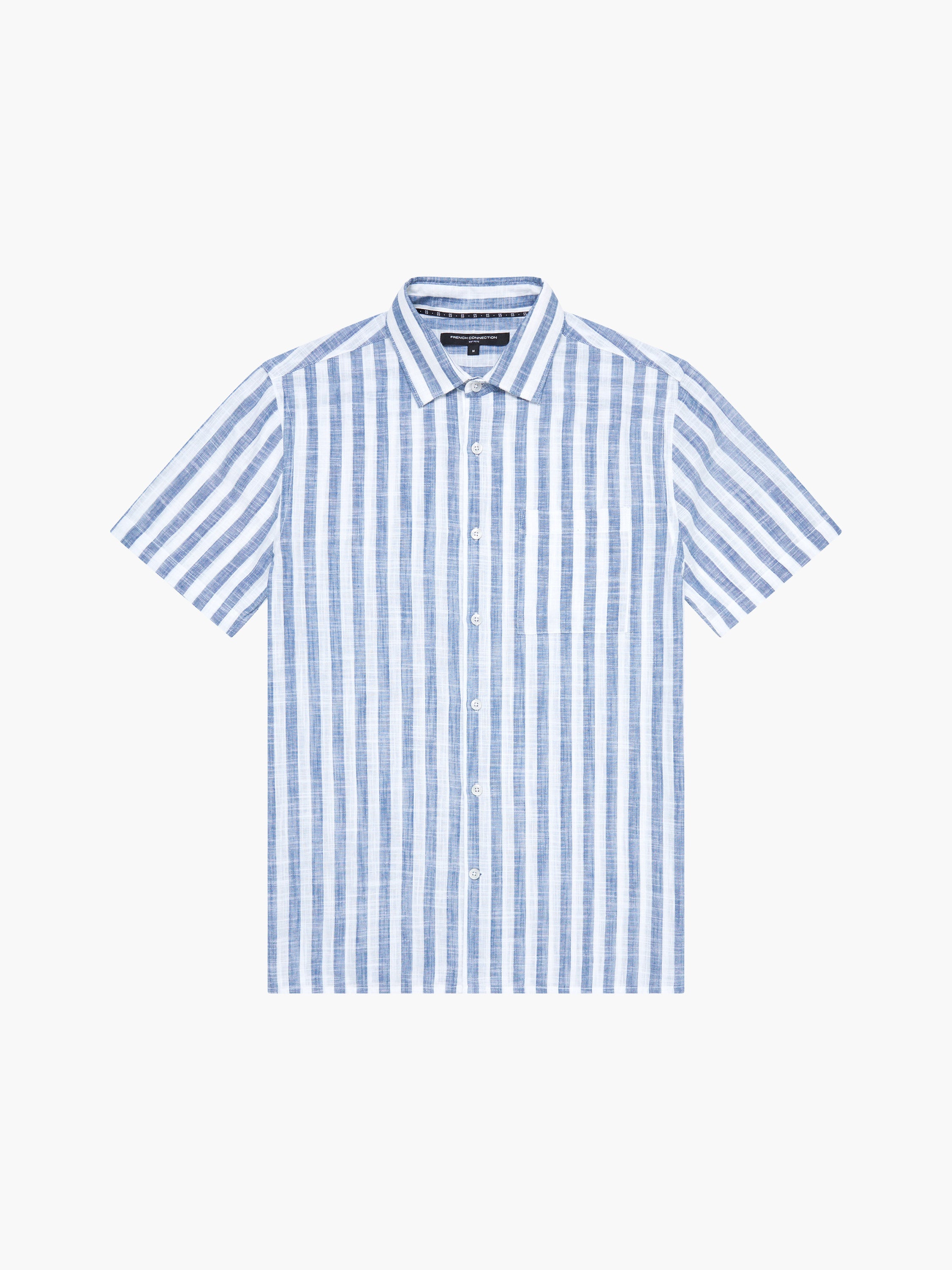 Striped Short Sleeve Shirt White/Blue Stripe | French