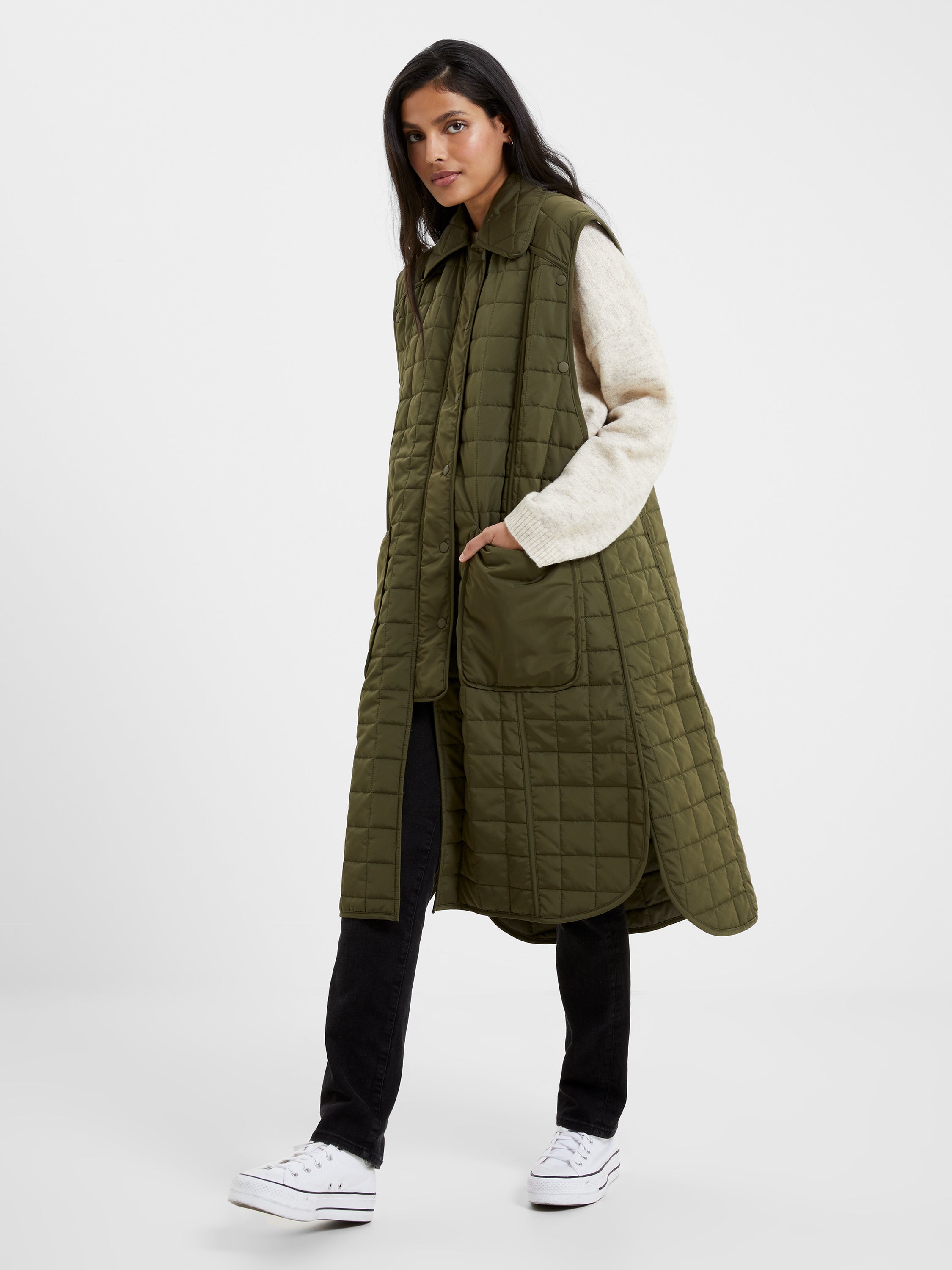 Aris Quilt Coat Olive Night French Connection US