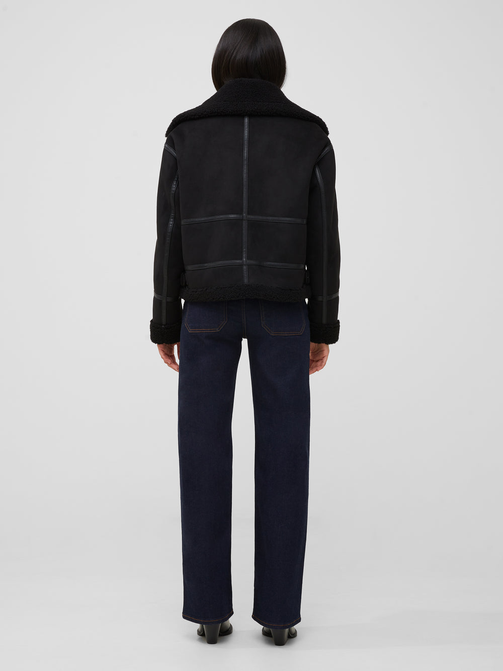 Faux Shearling Aviator Jacket Black French Connection US