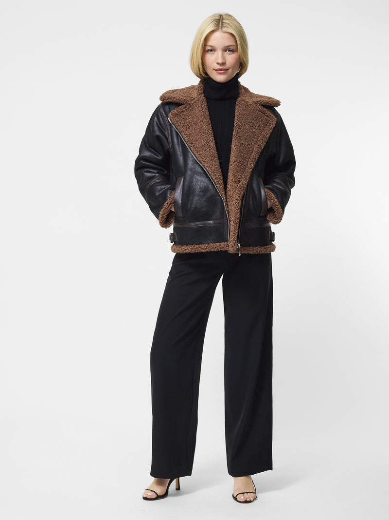 Vegan Shearling Zip Up Jacket