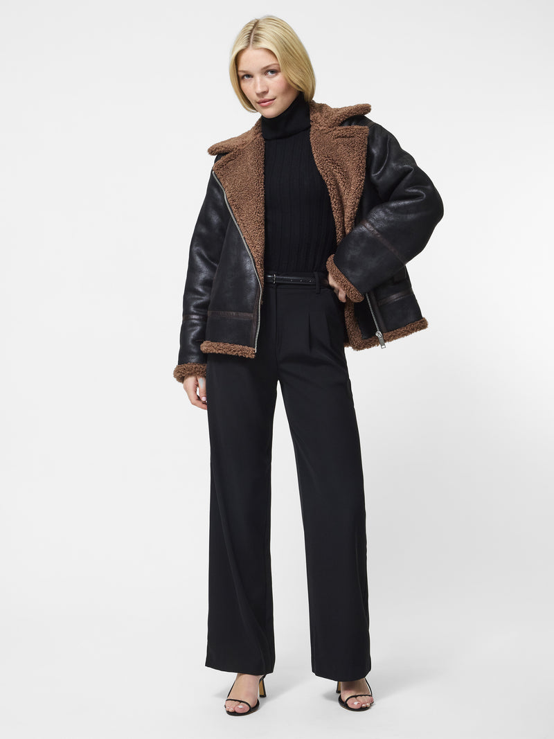 Vegan Shearling Zip Up Jacket