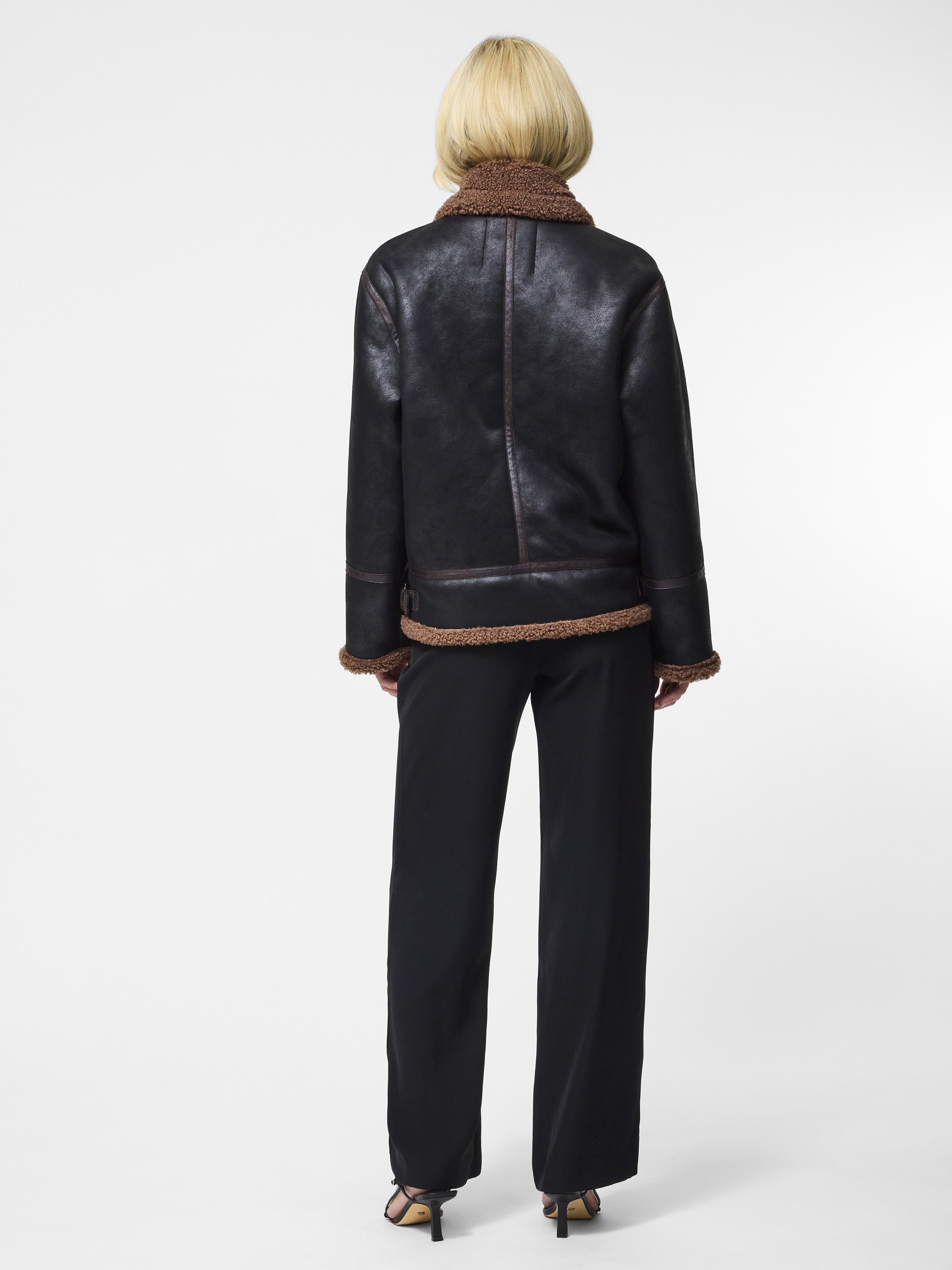 Vegan Shearling Zip Up Jacket