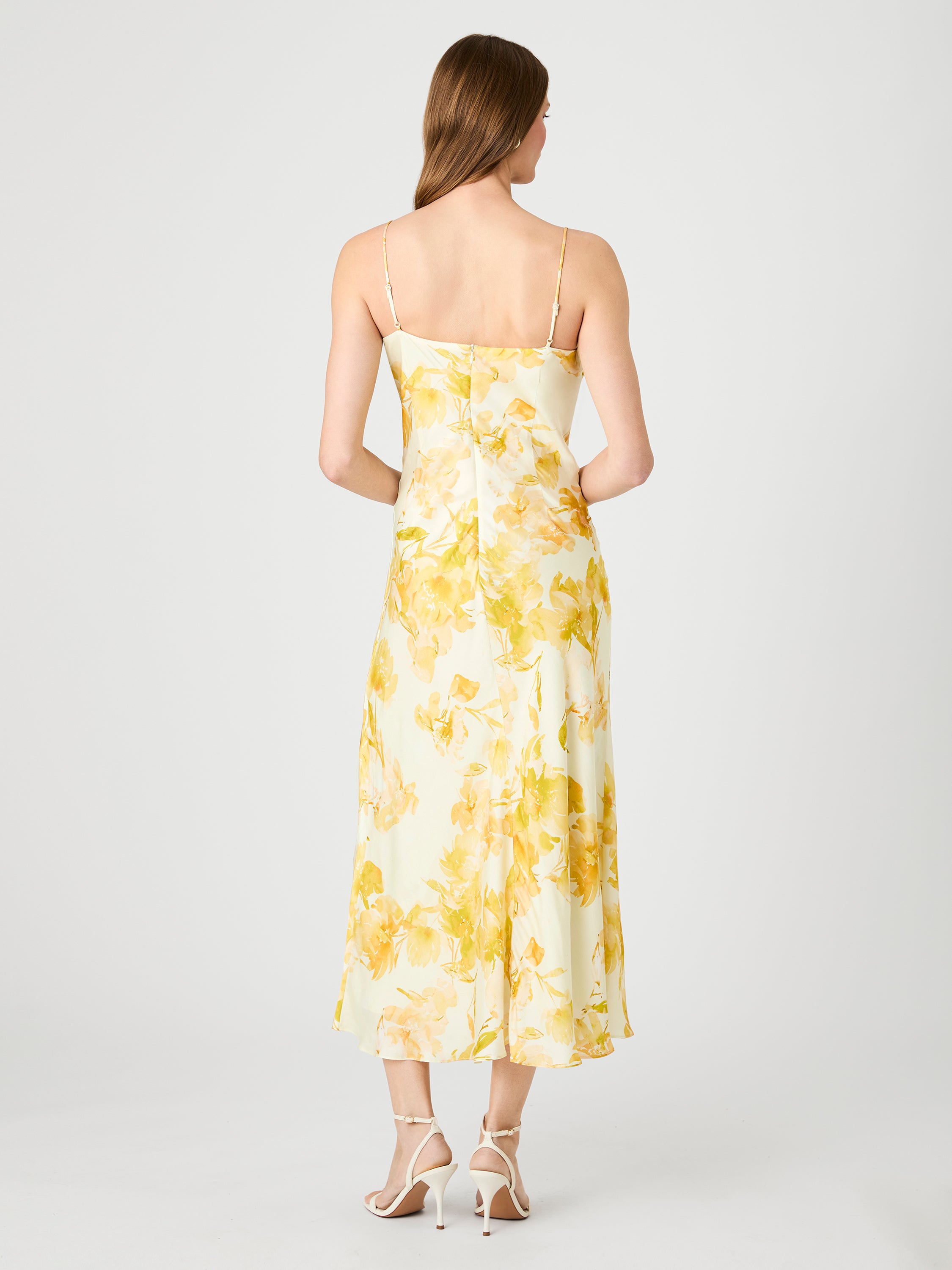 OONA SATIN SOPHIE FLEUR COWL NECK DRESS VIEW 4