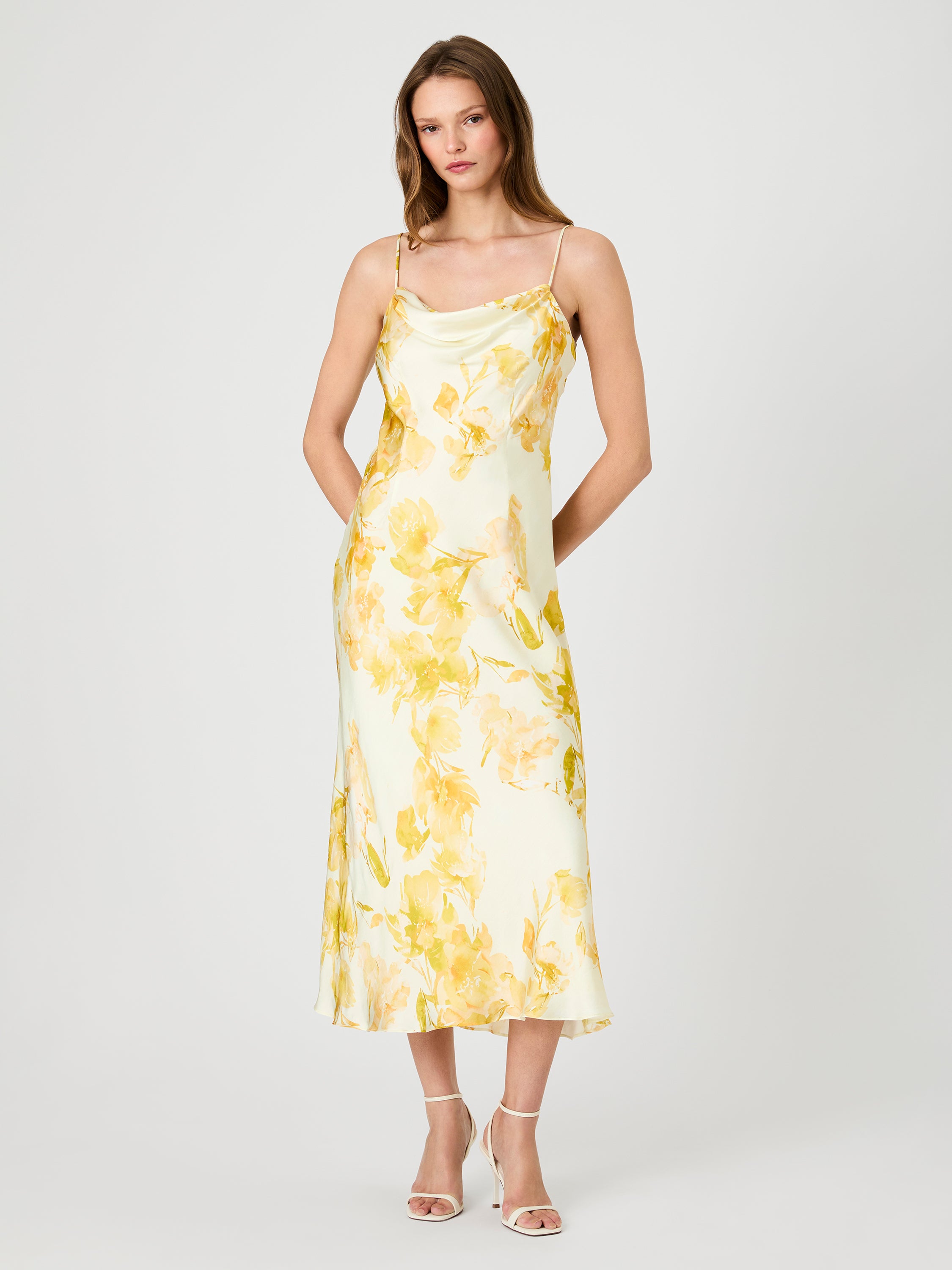 OONA SATIN SOPHIE FLEUR COWL NECK DRESS VIEW 5
