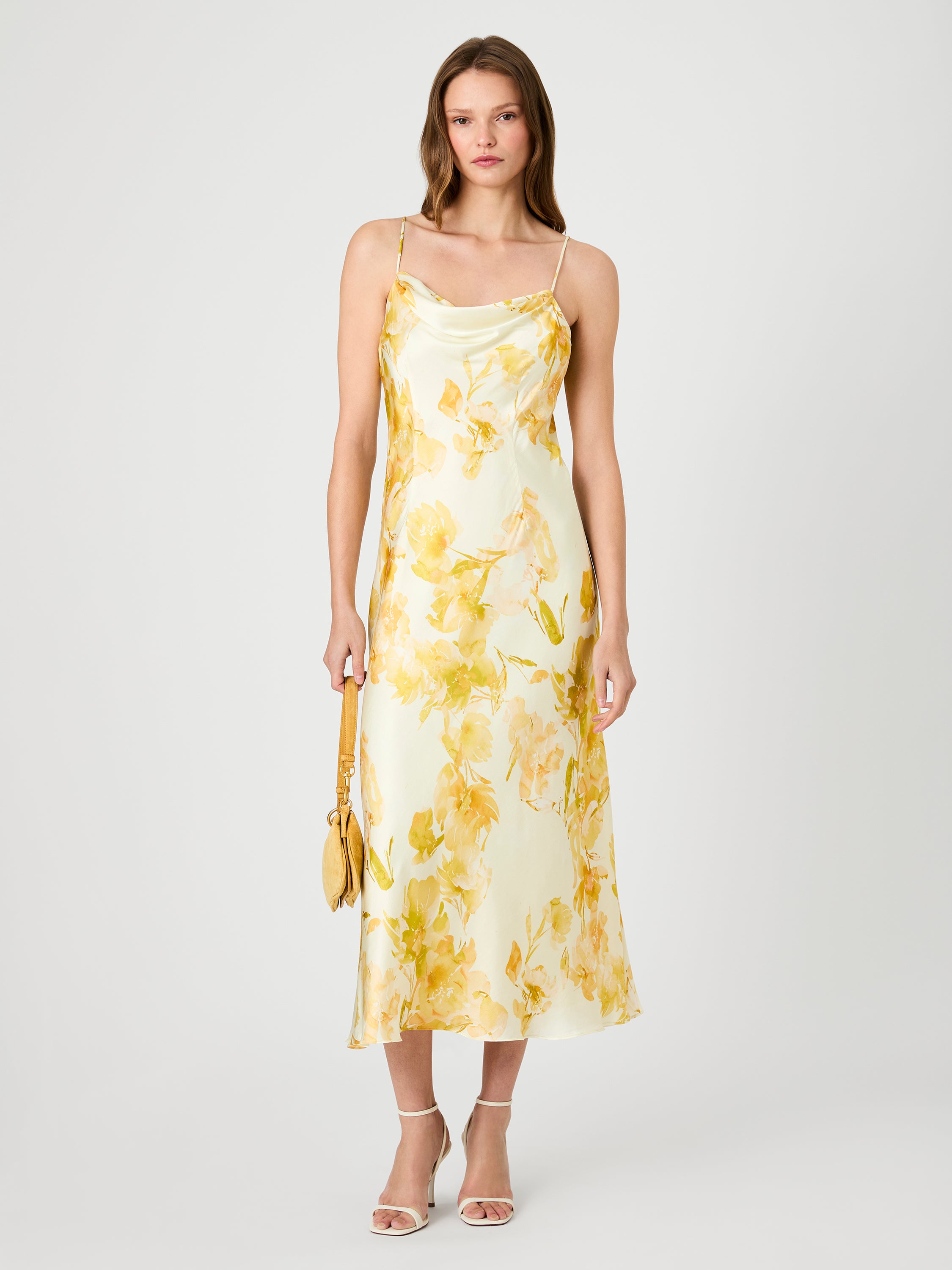 OONA SATIN SOPHIE FLEUR COWL NECK DRESS View 1 | New Arrivals