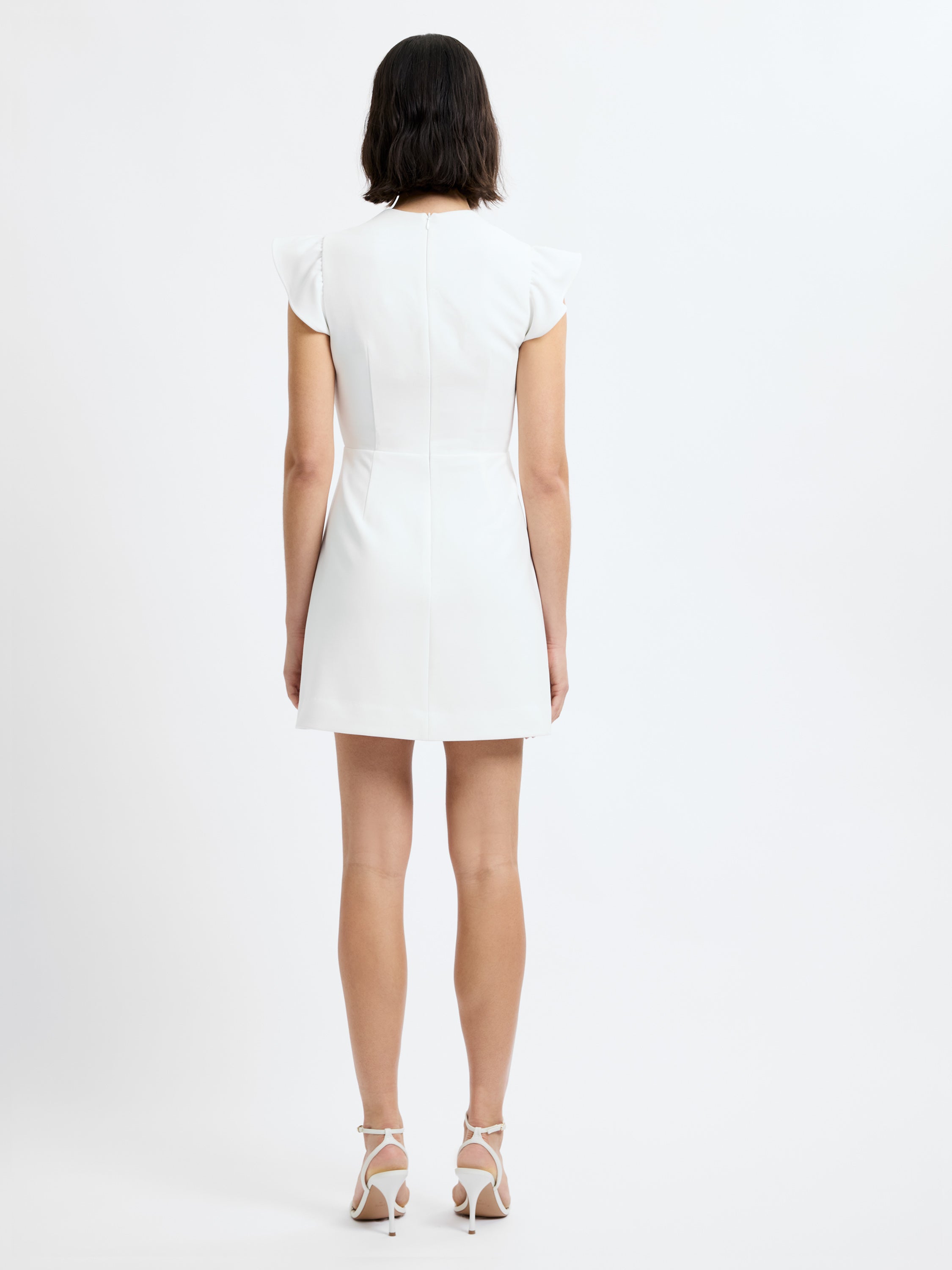WHISPER SQUARE NECK FLUTTER SLEEVE MINI DRESS VIEW 4