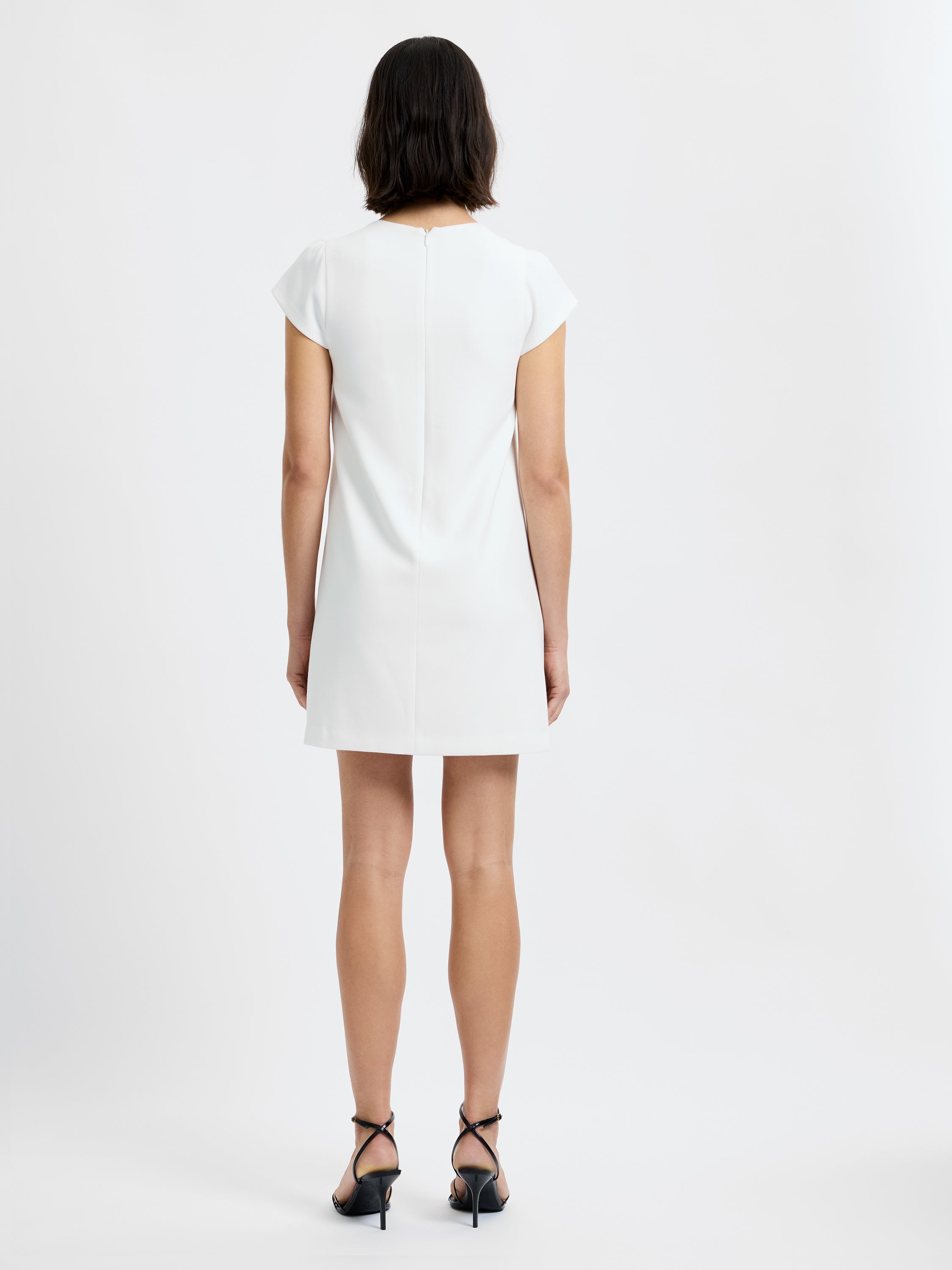 WHISPER SQUARE NECK CAP SLEEVE MINI DRESS VIEW 5