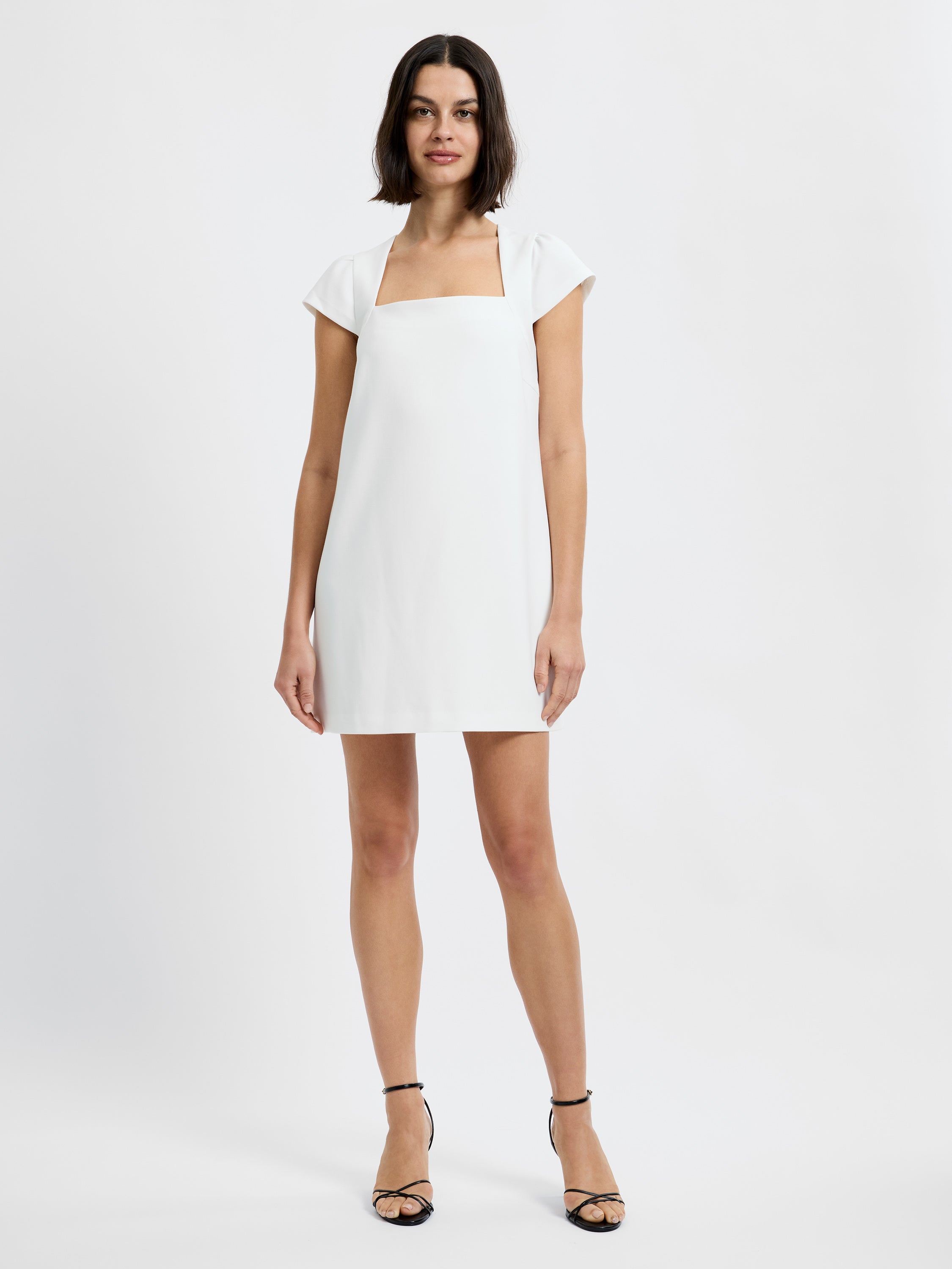 WHISPER SQUARE NECK CAP SLEEVE MINI DRESS VIEW 4