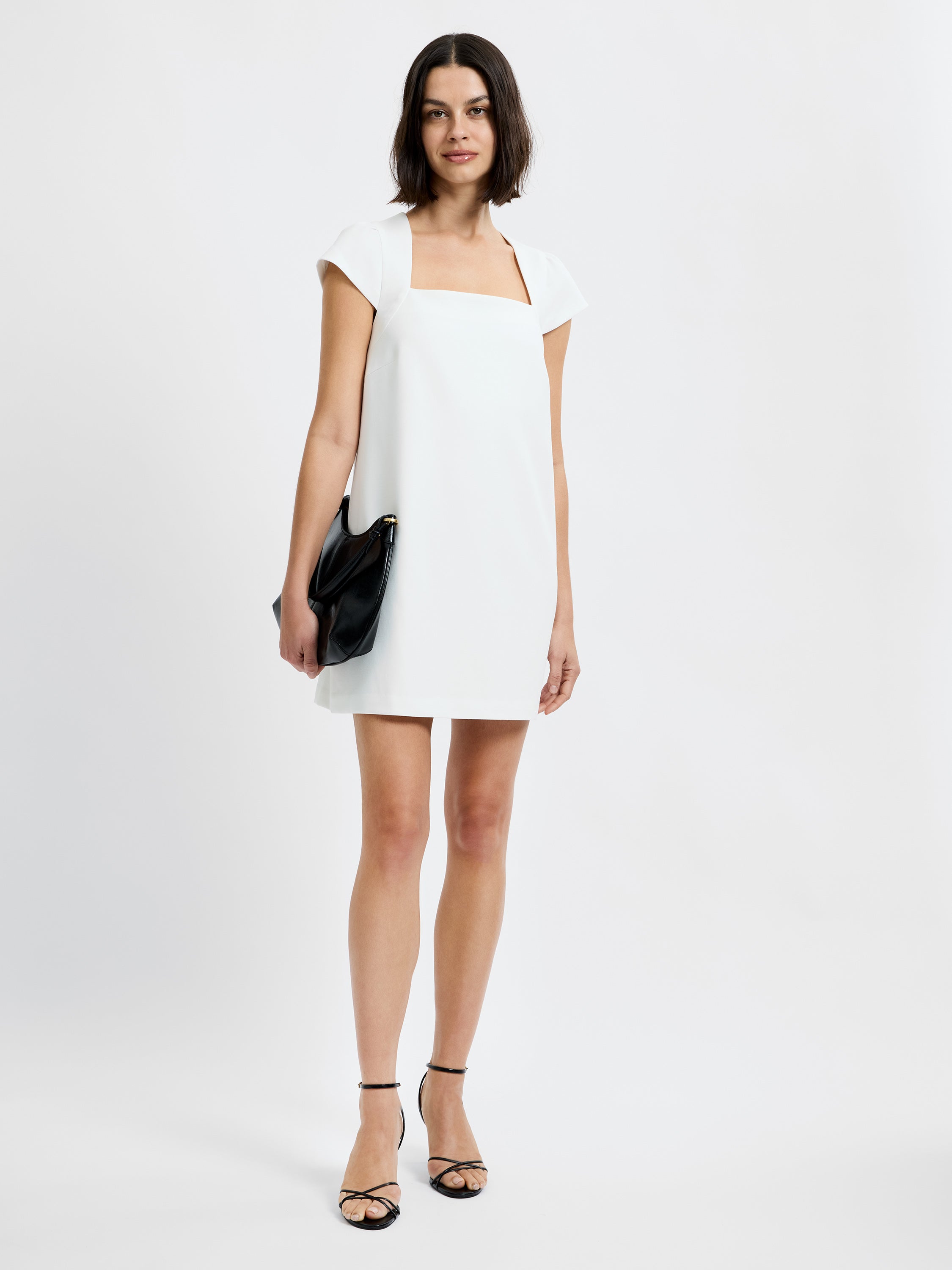 WHISPER SQUARE NECK CAP SLEEVE MINI DRESS View 1 | White Dresses