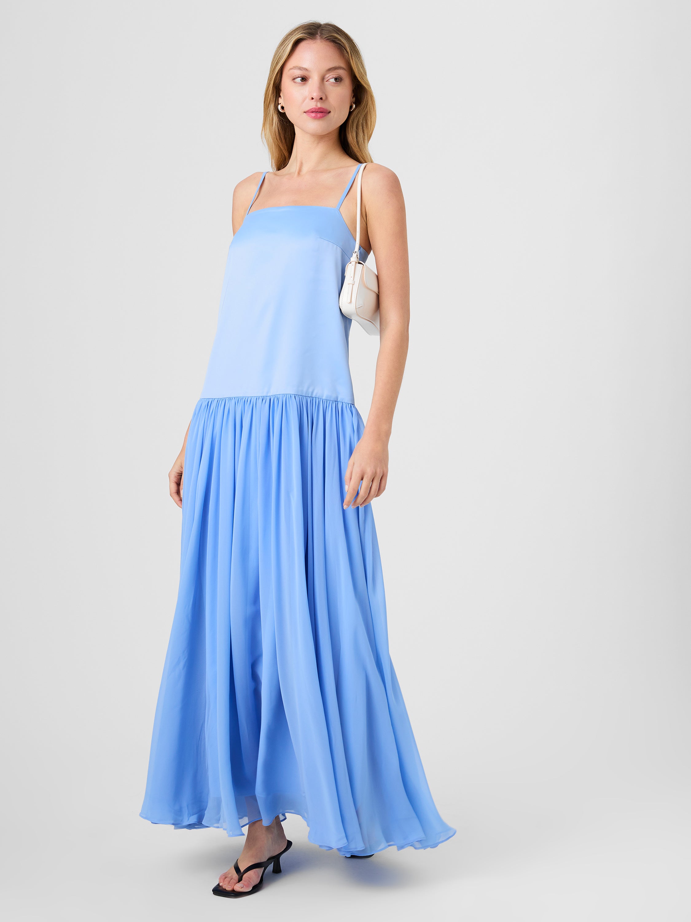 Marina Silky Maxi Dress in Blue Hydrangea | French Connection Marina Silky Maxi Dress in Blue Hydrangea | French Connection