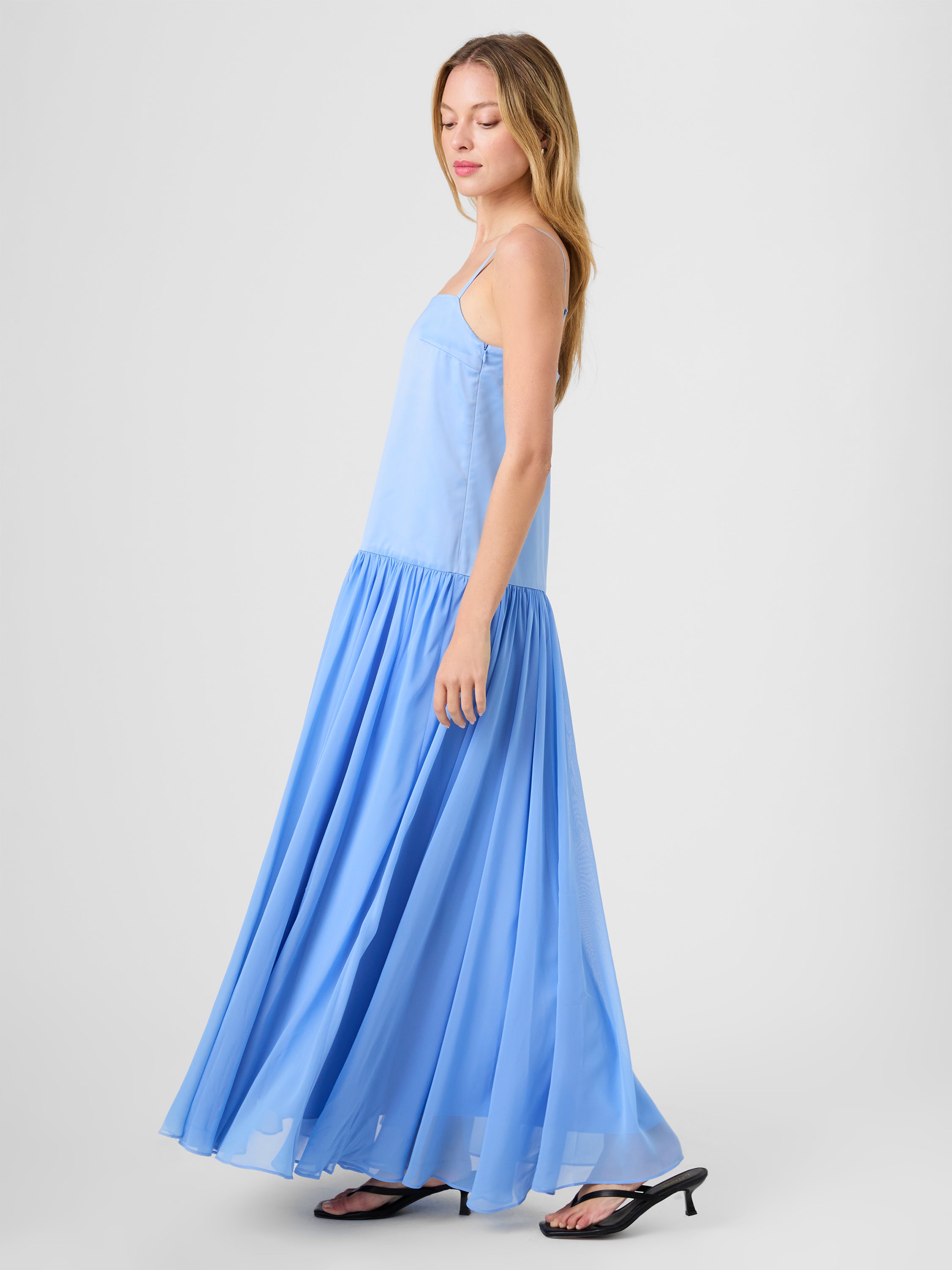 Marina Silky Maxi Dress in Blue Hydrangea | French Connection Marina Silky Maxi Dress in Blue Hydrangea | French Connection