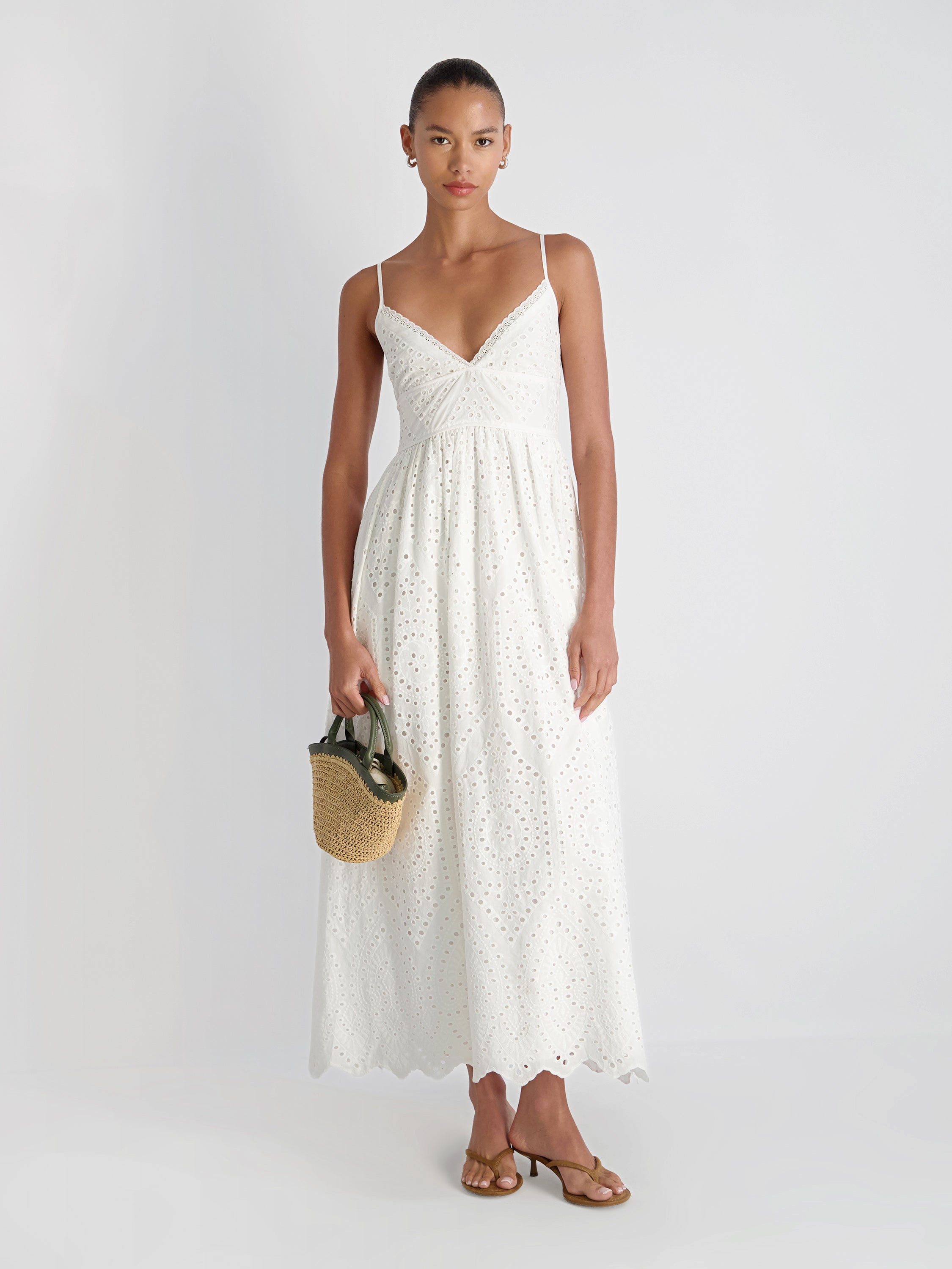 TRINI COTTON EYELET MAXI DRESS View 1 | White Dresses