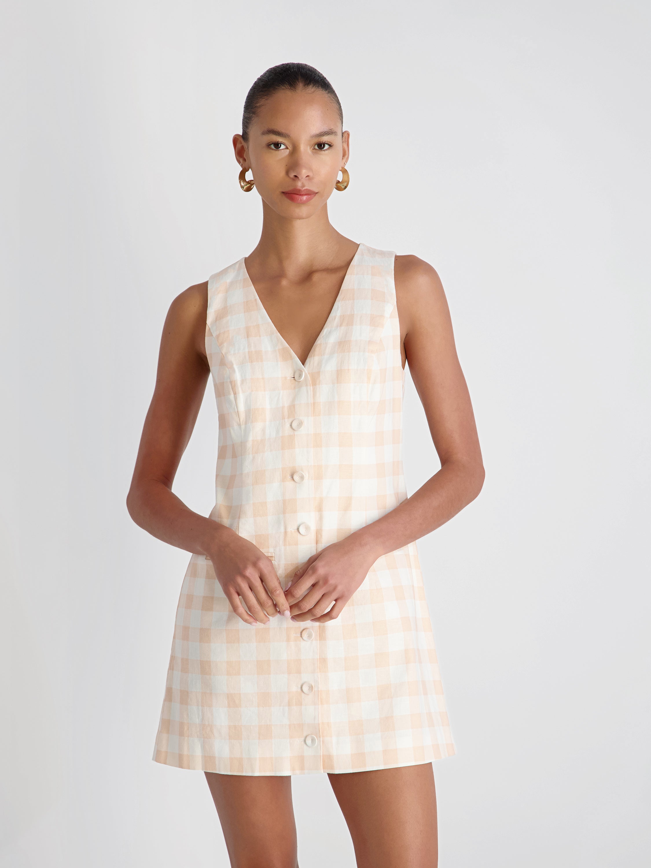 Aspen Linen Gingham Mini Dress | French Connection US