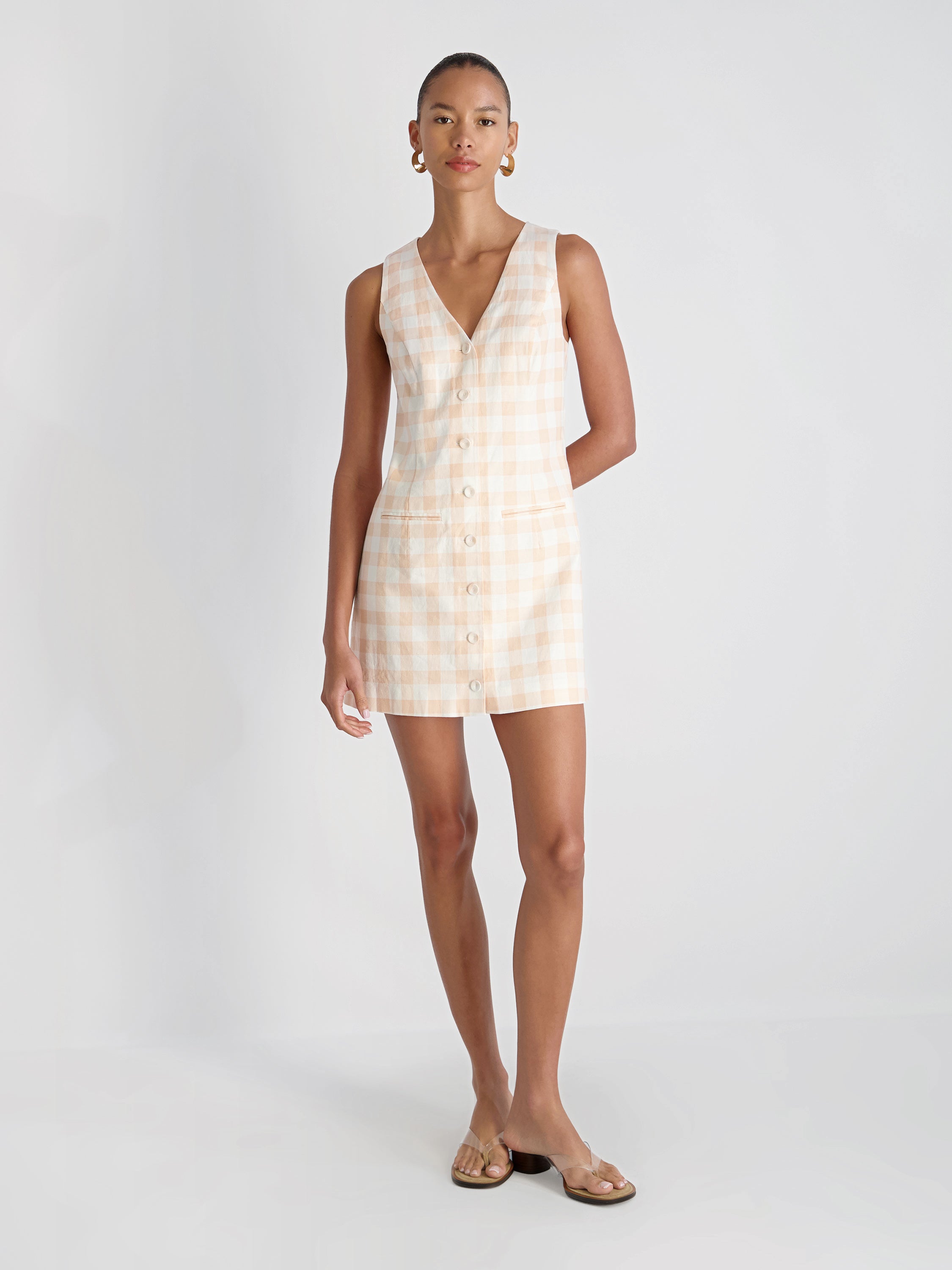 ASPEN LINEN GINGHAM MINI DRESS VIEW 3
