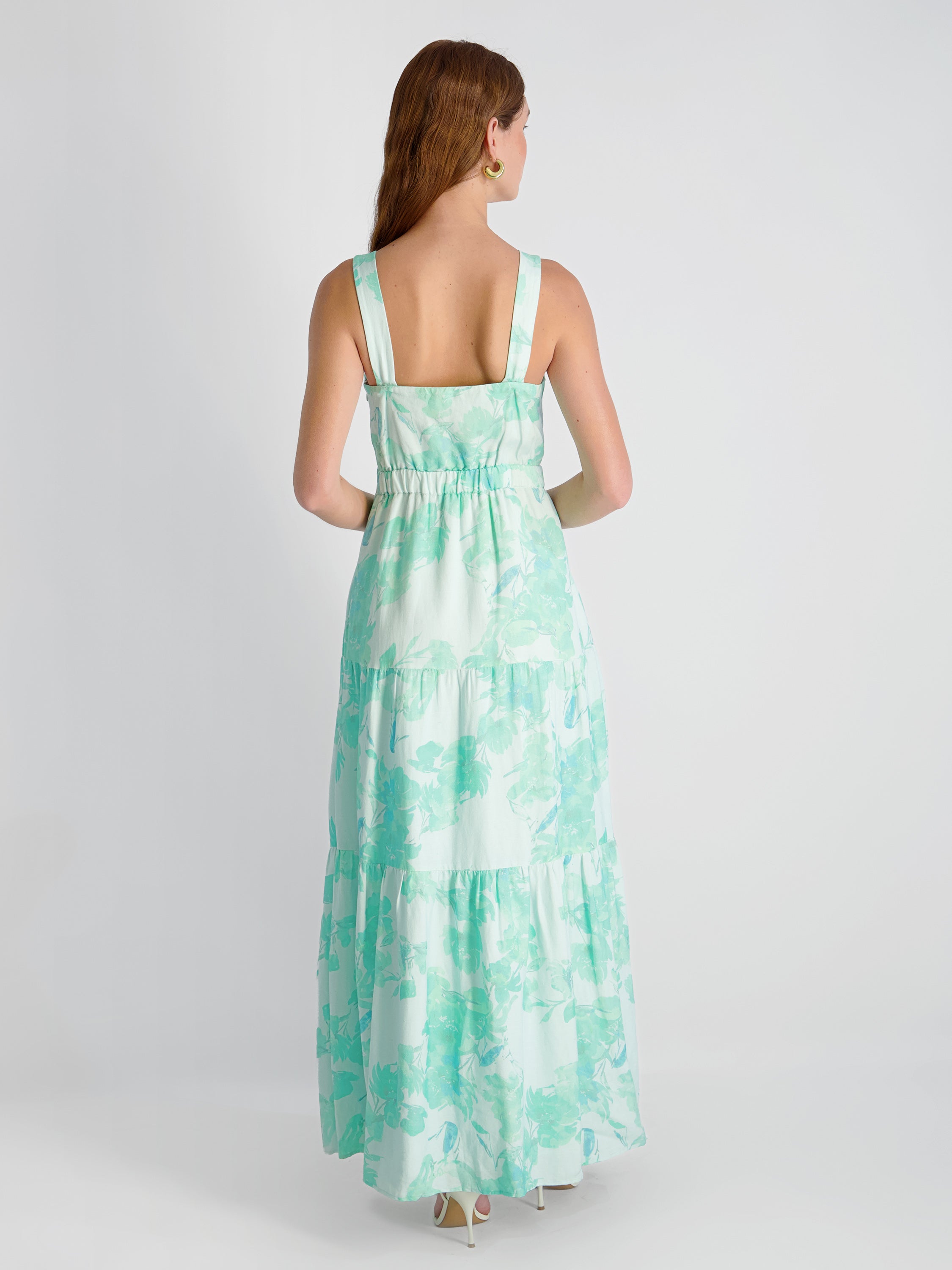 French Connection Women's Cooper Linen Sophie Fleur Square Neck Maxi Dress - Mermaid Green French Connection Women's Cooper Linen Sophie Fleur Square Neck Maxi Dress - Mermaid Green