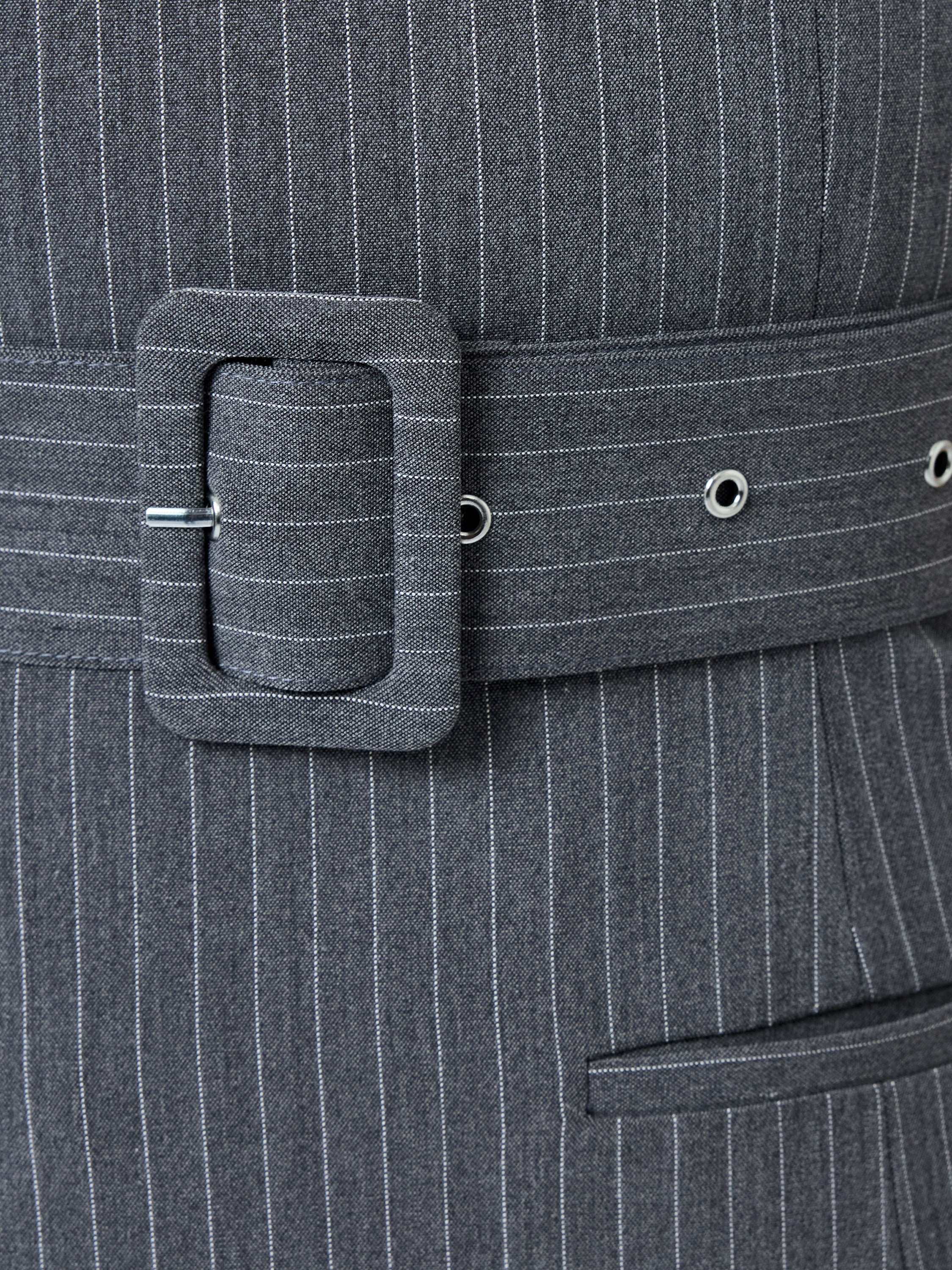 MINKA PINSTRIPE BELTED MINI DRESS VIEW 4