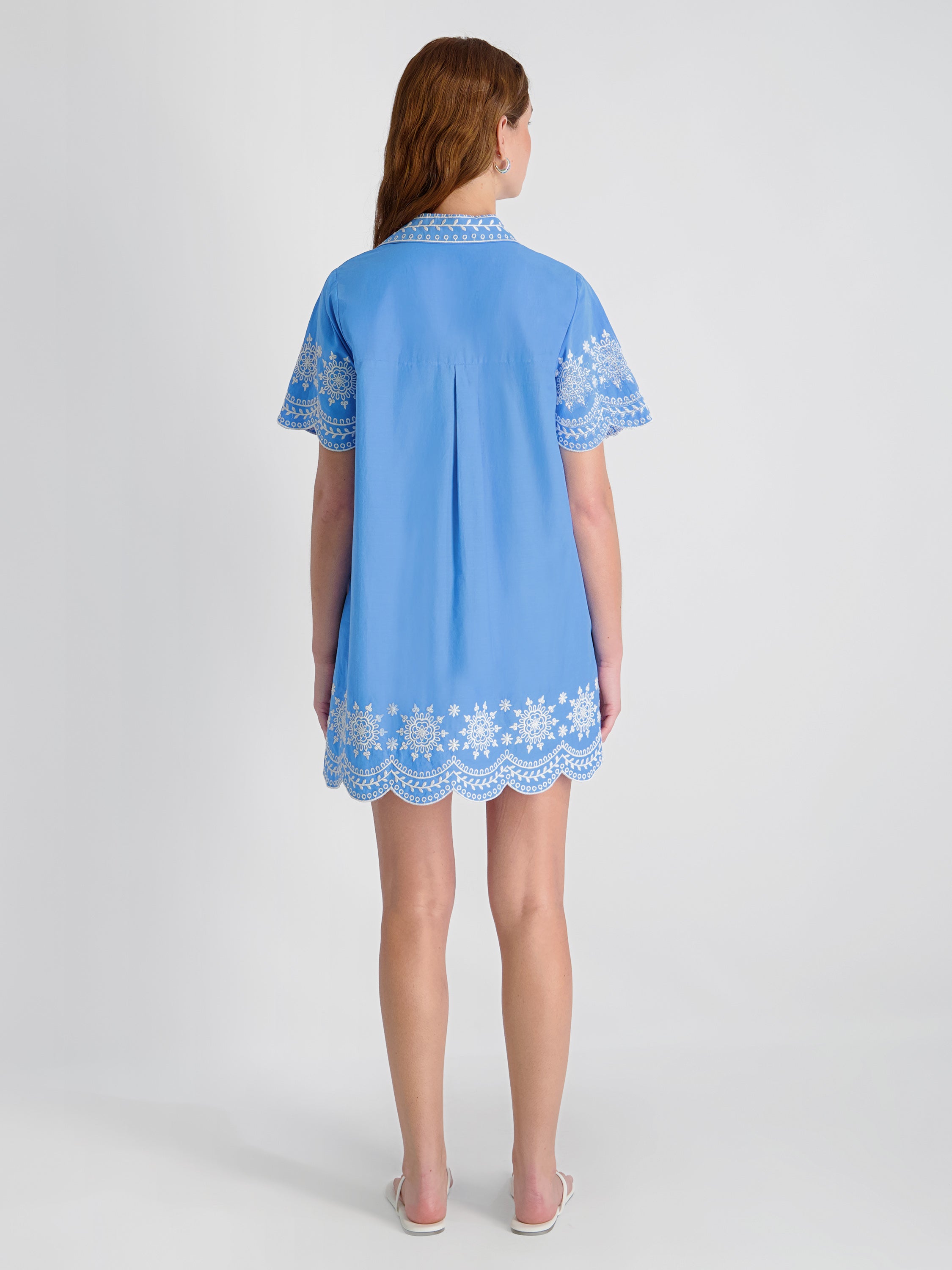 ALISSA COTTON EMBROIDERED MINI SHIRT DRESS VIEW 3