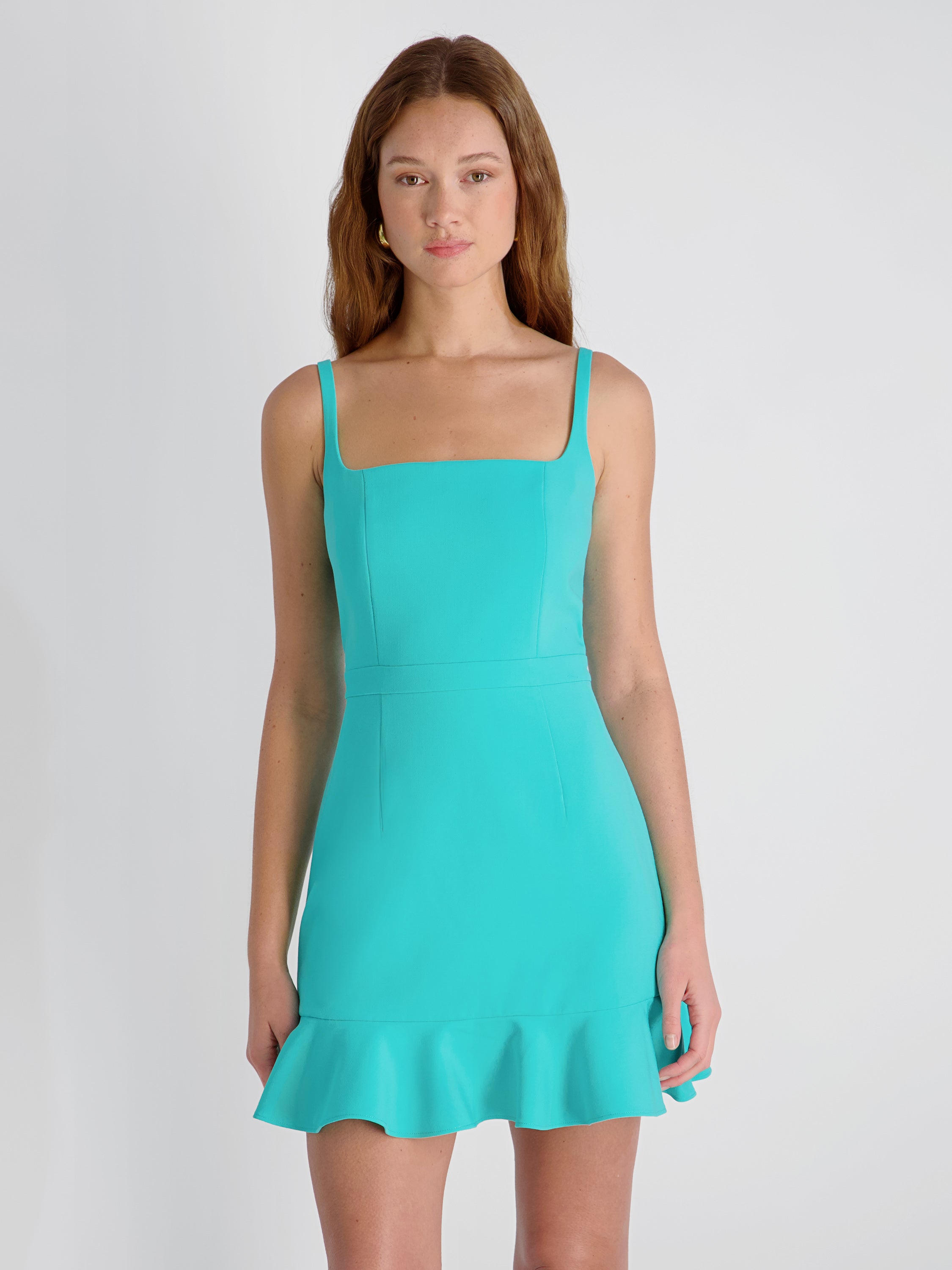 Whisper Square Neck Frill Hem Mini Dress | French Connection US