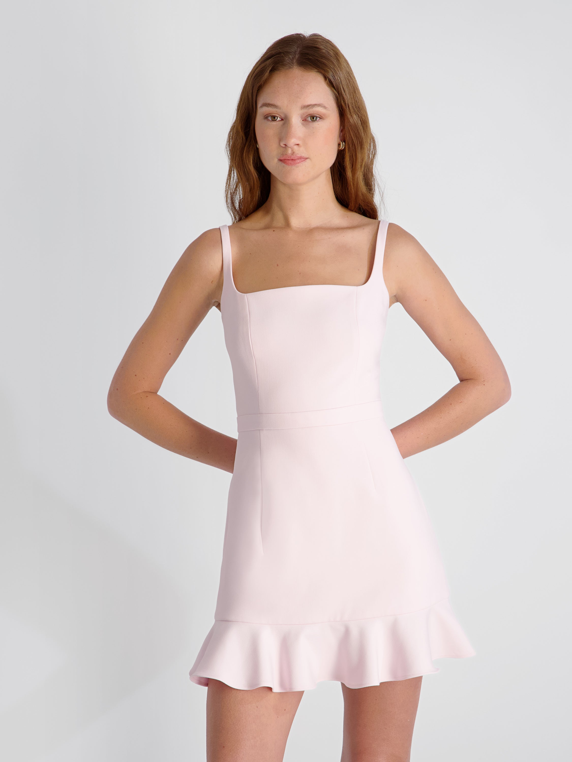 WHISPER SQUARE NECK FRILL HEM MINI DRESS View 2 | Dresses
