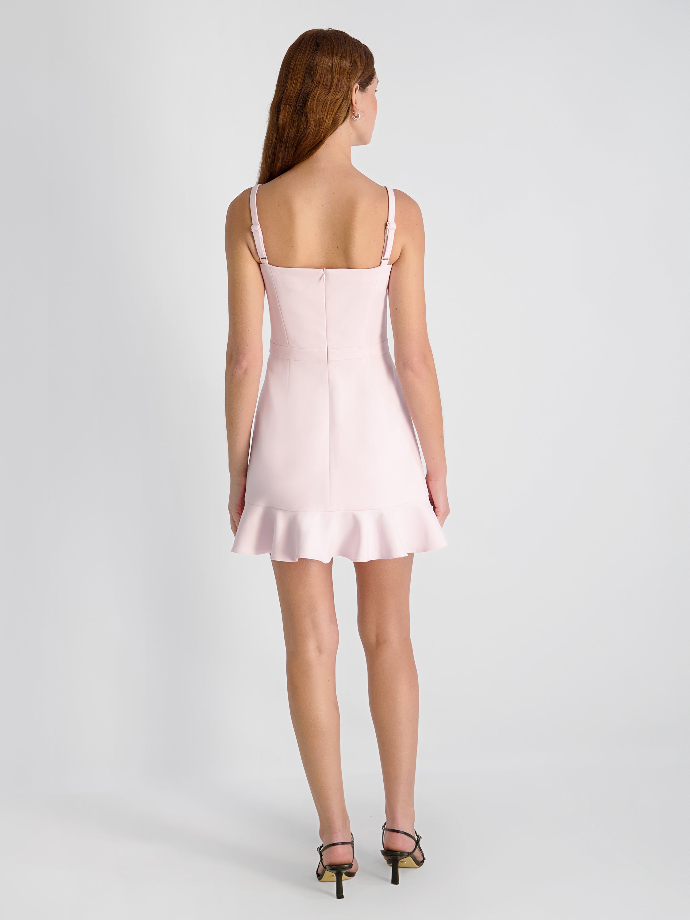 WHISPER SQUARE NECK FRILL HEM MINI DRESS VIEW 3 | Dresses