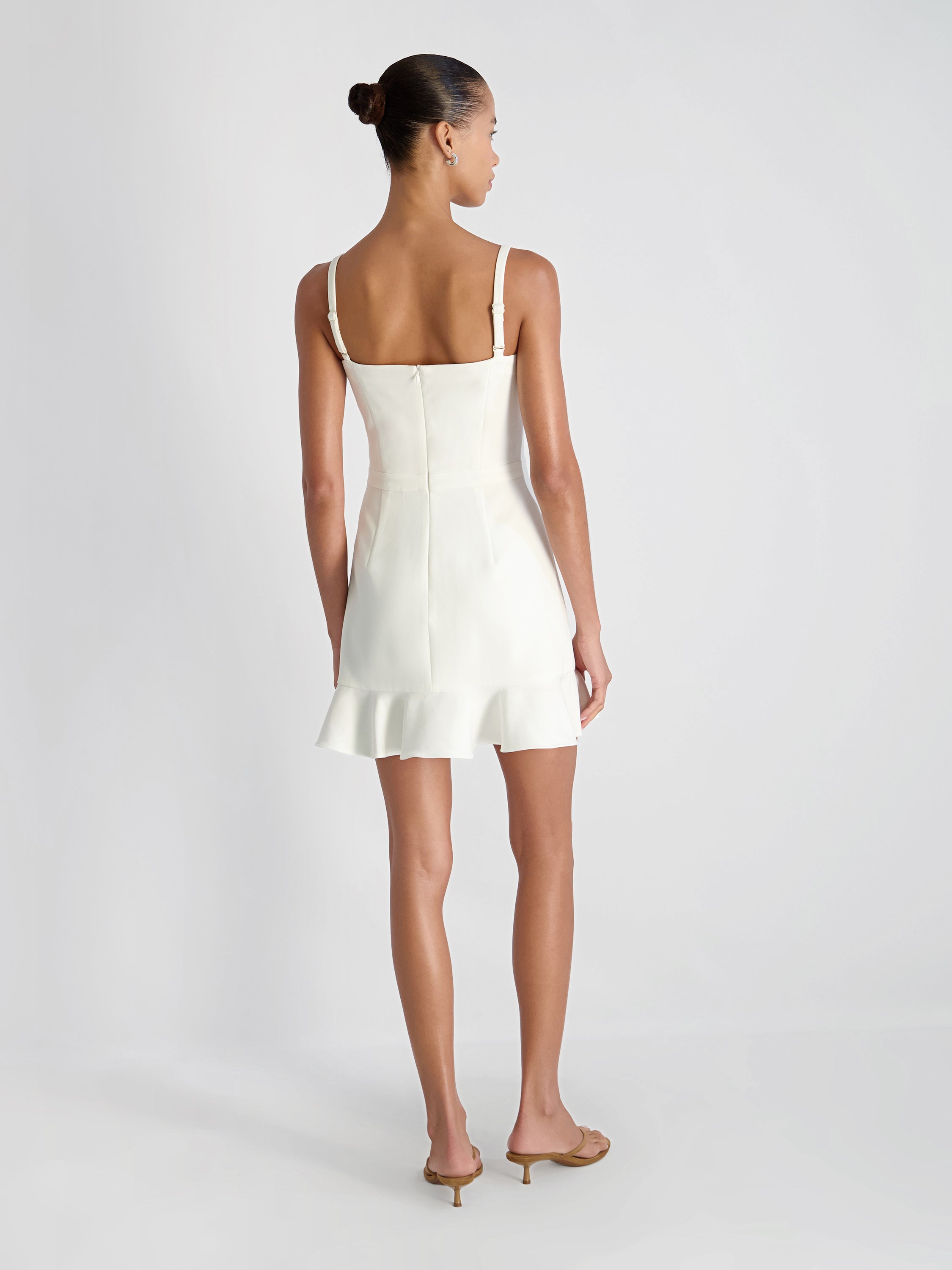 WHISPER SQUARE NECK FRILL HEM MINI DRESS VIEW 3