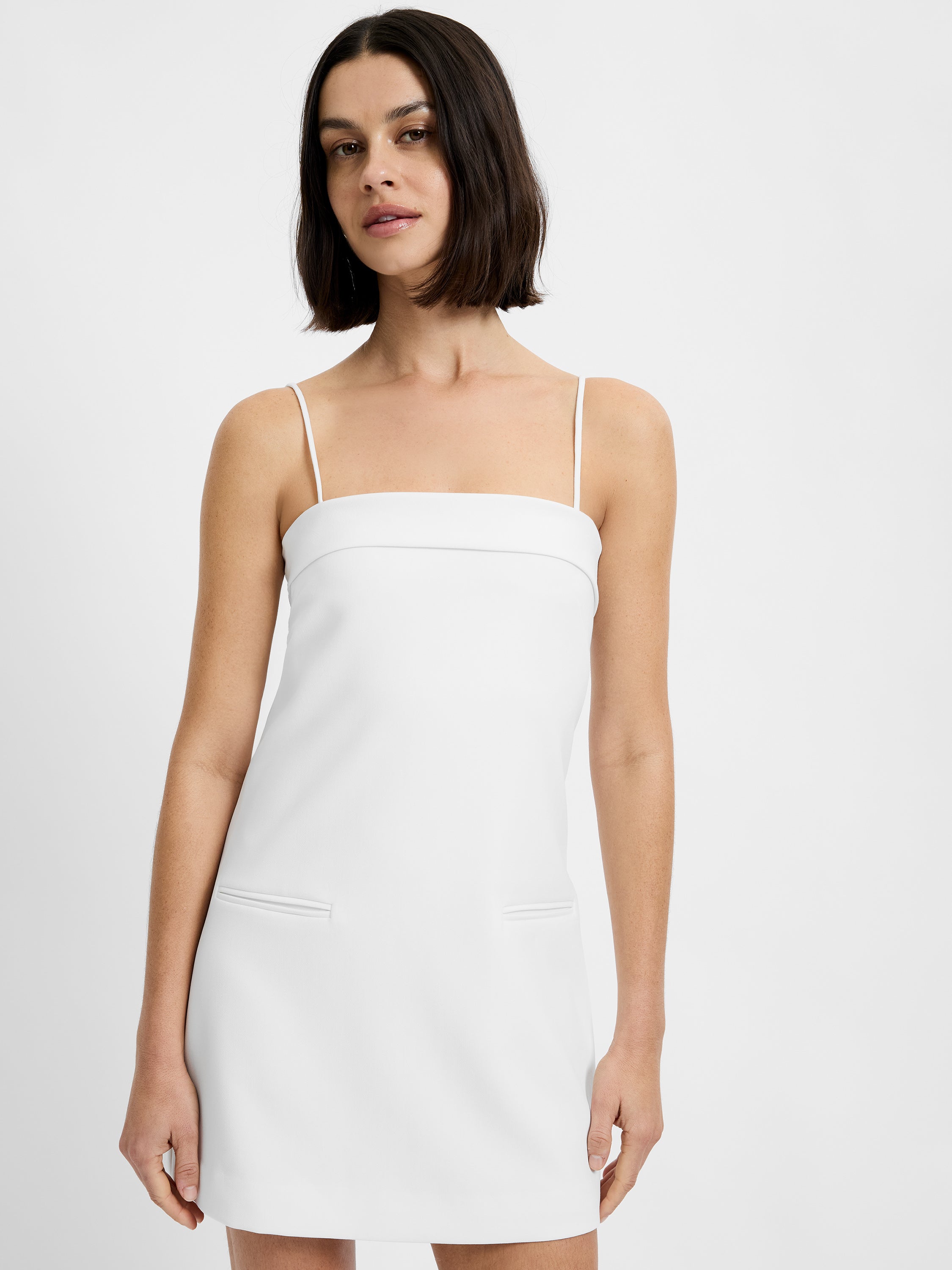 AZRA TWILL FOLDOVER STRAPPY DRESS View 1 | White Dresses