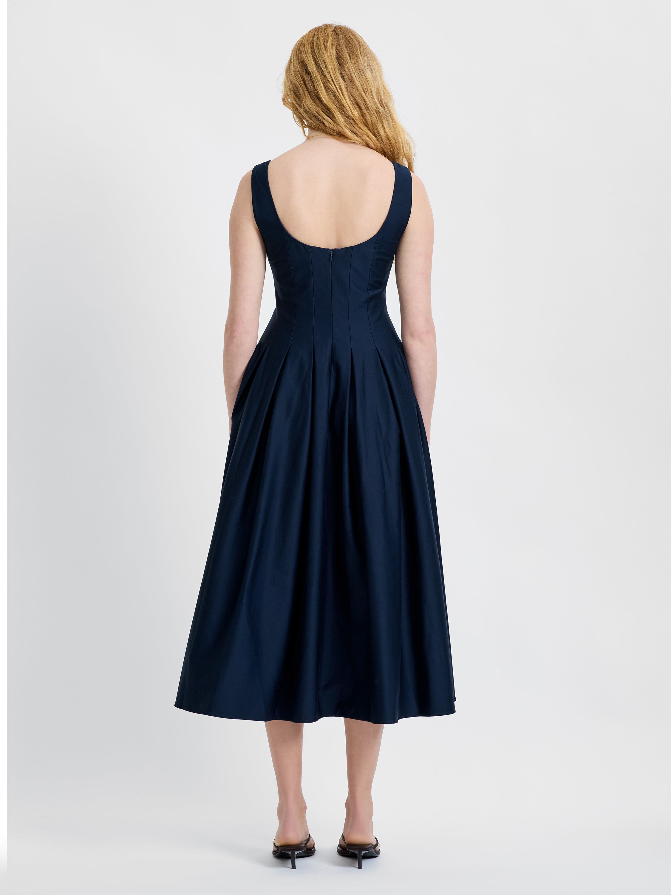 french connection blue dress French Connection Women's Sateen Midi Dress - Blue - Size 6