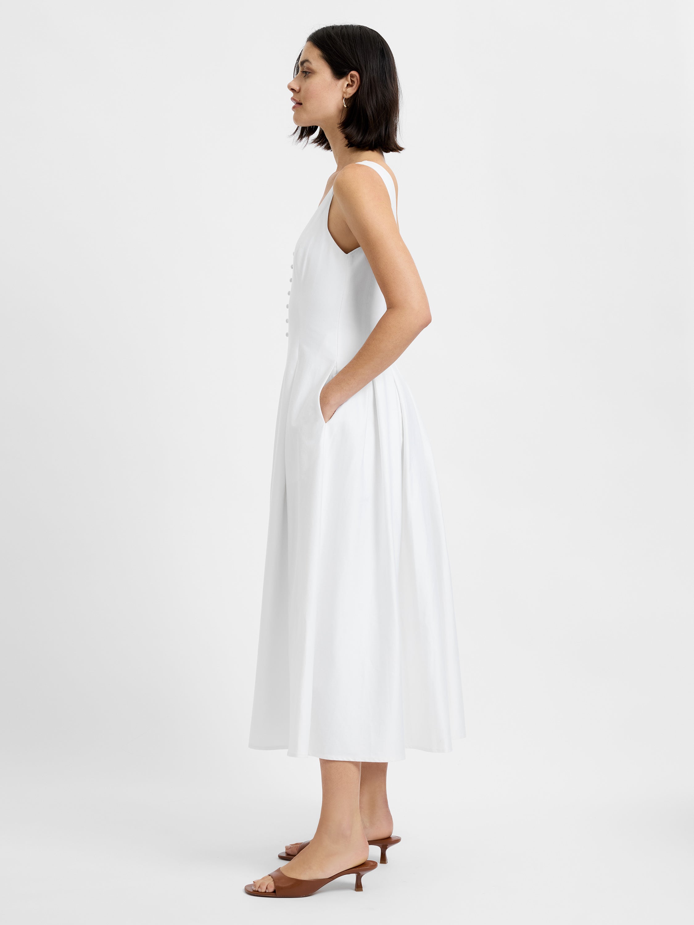 French Connection Cotton Sateen Midi Dress - Summer White / 4 French Connection Cotton Sateen Midi Dress - Summer White / 4