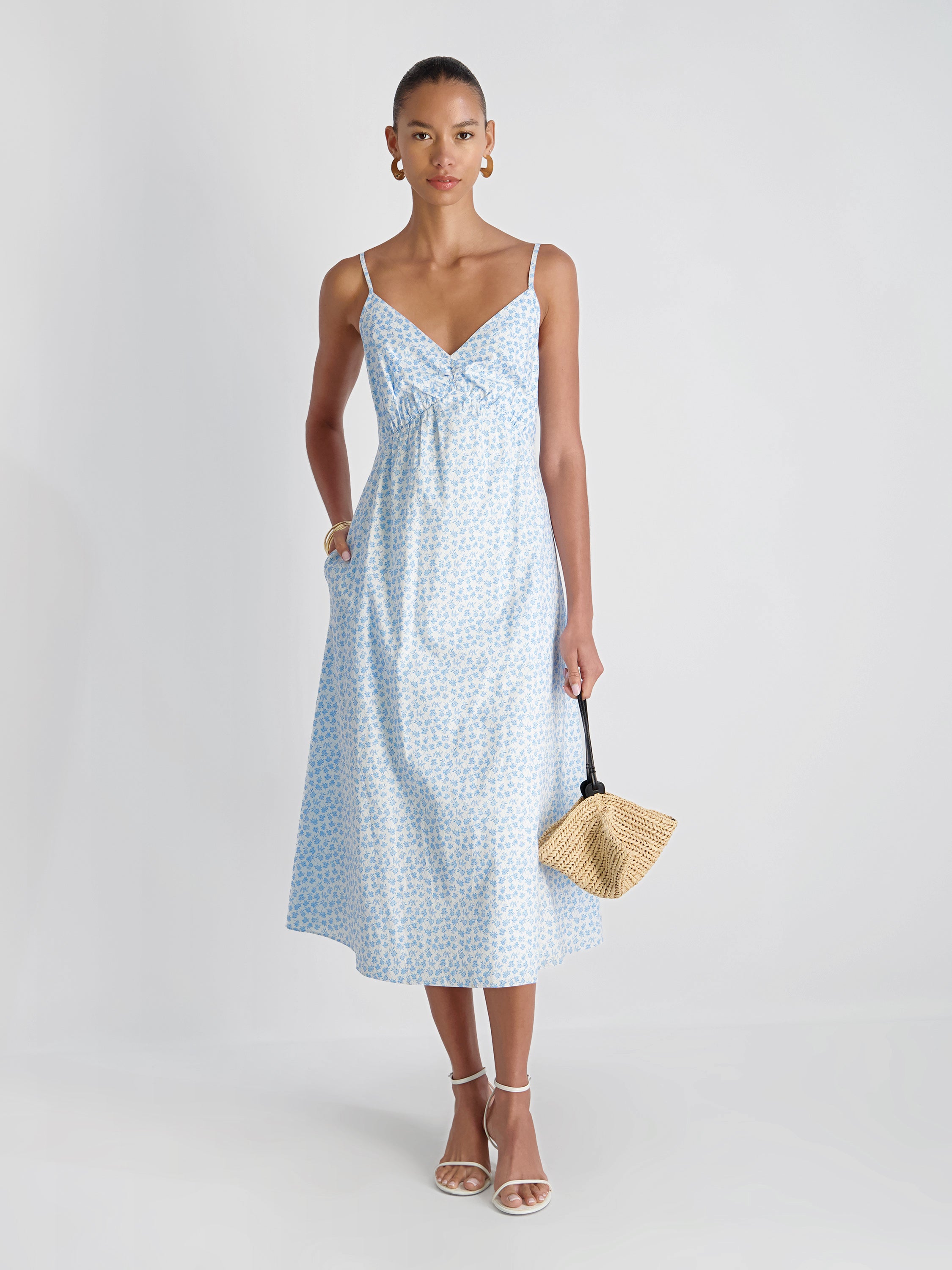 Rhodes Poplin Stacey Fleur Midi Dress | French Connection US