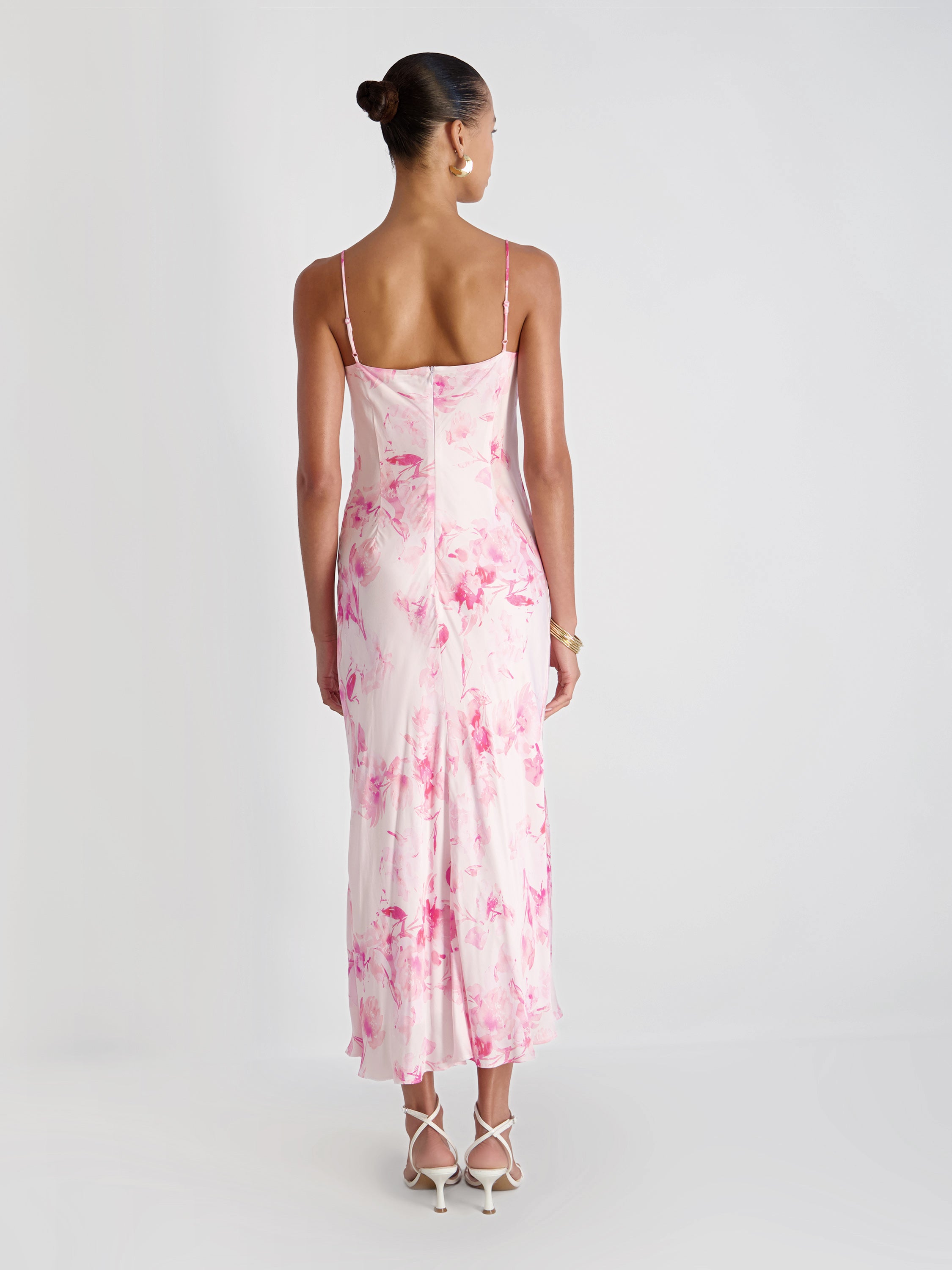 OONA SATIN SOPHIE FLEUR MIDI DRESS VIEW 4