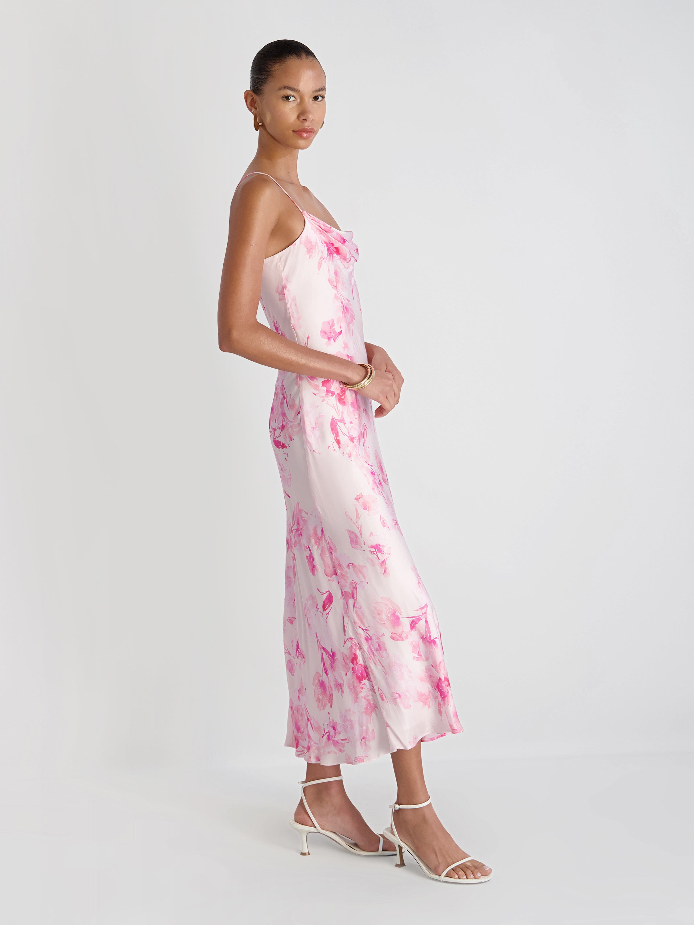 OONA SATIN SOPHIE FLEUR MIDI DRESS VIEW 5