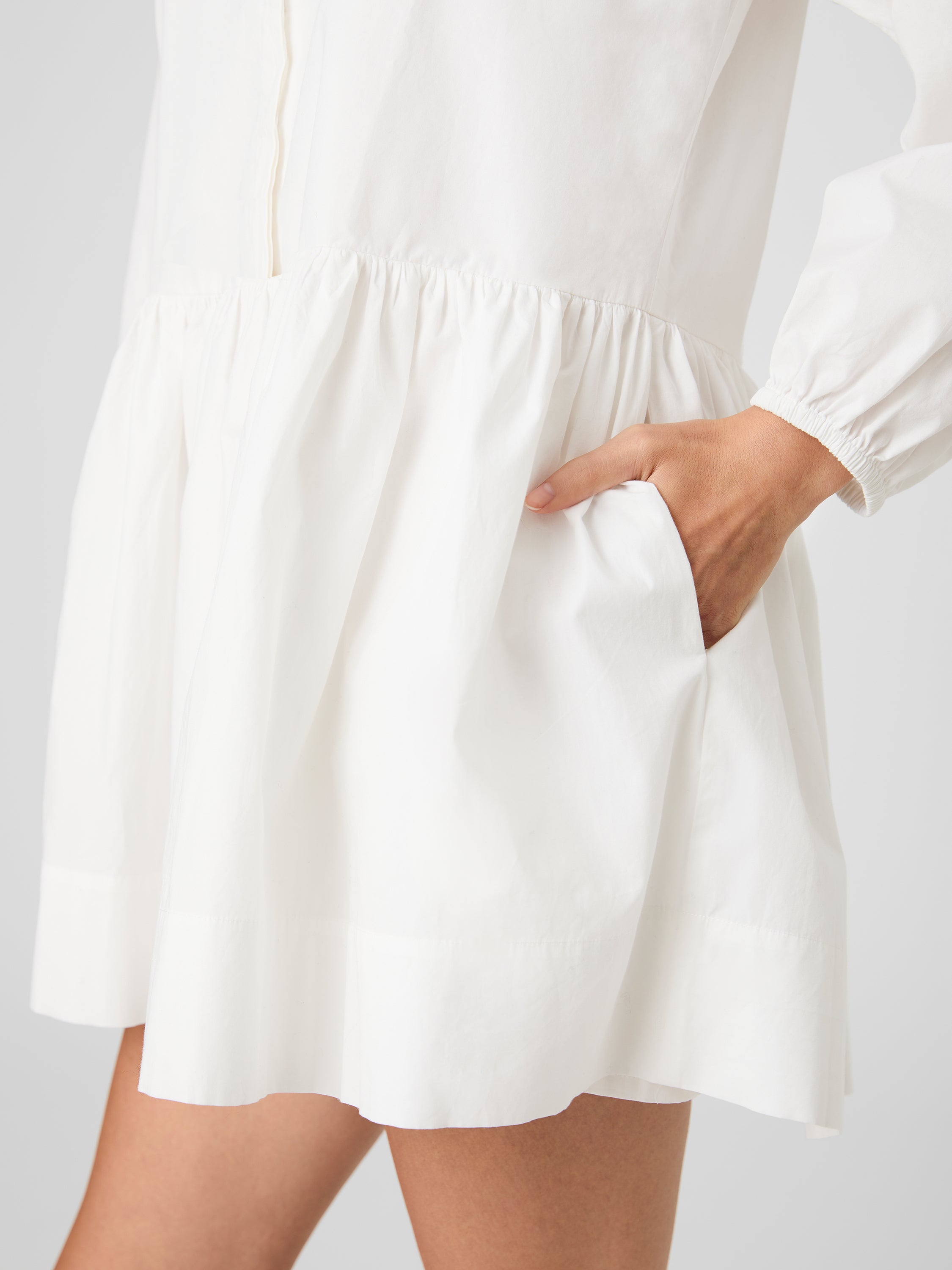 CAMBRIA COTTON FLARE MINI LONG SLEEVE DRESS VIEW 3 | Sale